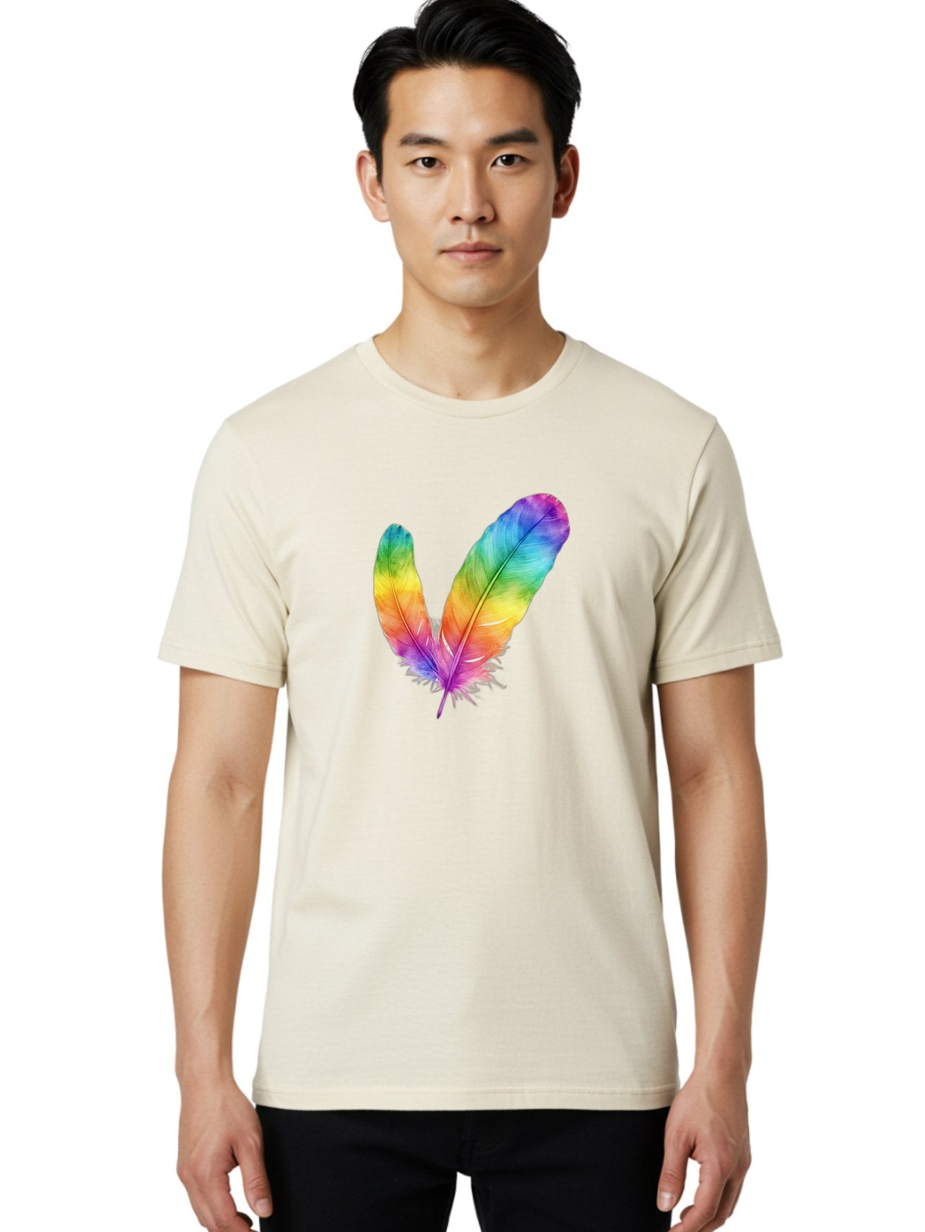 Rainbow-Feathers Men'S Graphic Tee, 100% Cotton, Comfortable Casual Summer Wear, Machine Washable, Vintage Camera, Old Camera, Antique Camera, Black Camera, Classic Photography, Photography Equipment, Nostalgic Device, Film Camera, Camera Art Baj234 24