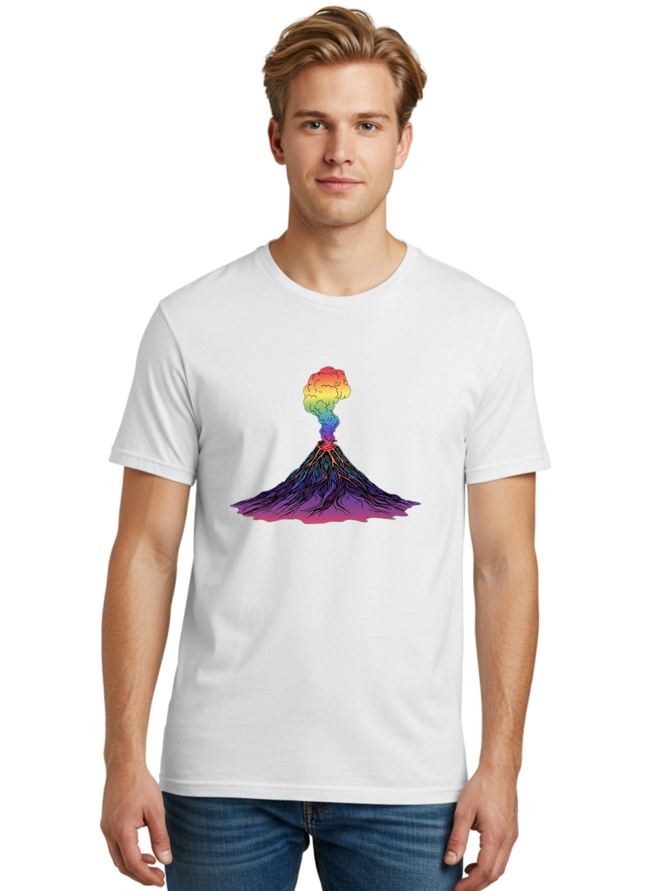 Rainbow-Volcano Men'S Graphic Tee, 100% Cotton, Comfortable Casual Summer Wear, Machine Washable, Vintage Camera, Old Camera, Antique Camera, Black Camera, Classic Photography, Photography Equipment, Nostalgic Device, Film Camera, Camera Art Baj240 25