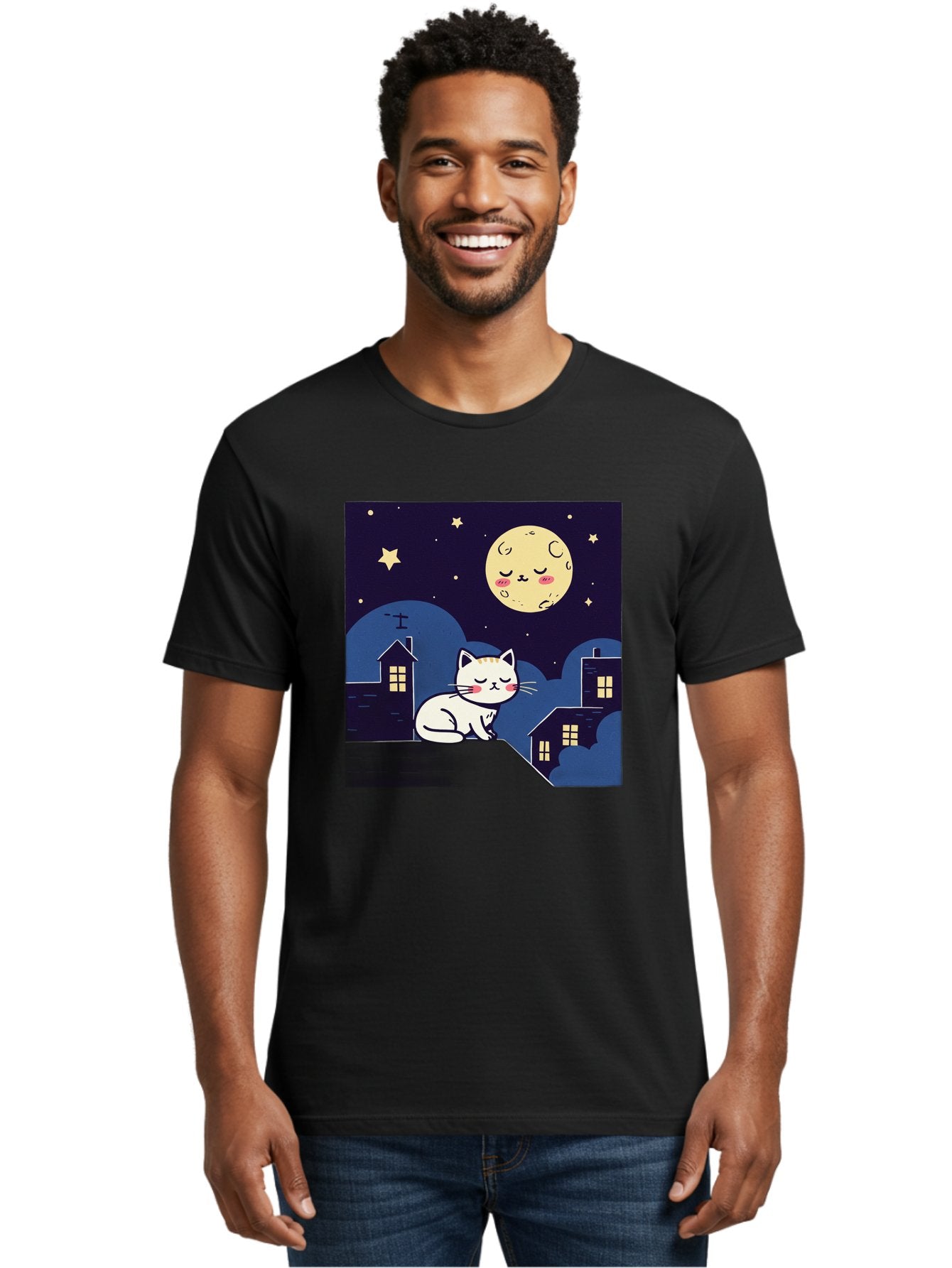Sleeping-Cat-Under-Moonlight Men'S Graphic Tee, 100% Cotton, Comfortable Casual Summer Wear, Machine Washable, Vintage Camera, Old Camera, Antique Camera, Black Camera, Classic Photography, Photography Equipment, Nostalgic Device, Film Camera, Baj249 27