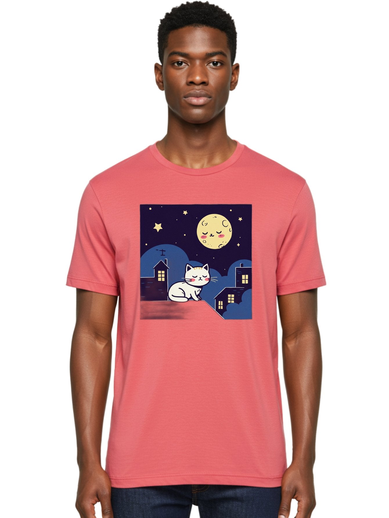Sleeping-Cat-Under-Moonlight Men'S Graphic Tee, 100% Cotton, Comfortable Casual Summer Wear, Machine Washable, Vintage Camera, Old Camera, Antique Camera, Black Camera, Classic Photography, Photography Equipment, Nostalgic Device, Film Camera, Baj249 22