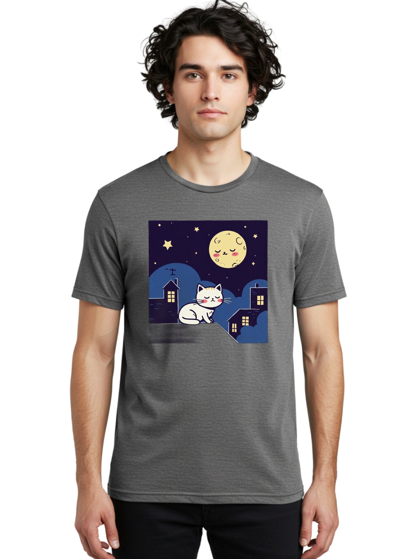 Sleeping-Cat-Under-Moonlight Men'S Graphic Tee, 100% Cotton, Comfortable Casual Summer Wear, Machine Washable, Vintage Camera, Old Camera, Antique Camera, Black Camera, Classic Photography, Photography Equipment, Nostalgic Device, Film Camera, Baj249 18