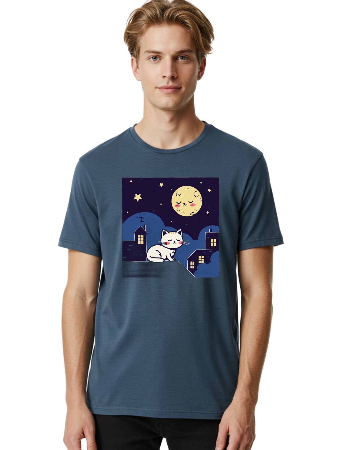 Sleeping-Cat-Under-Moonlight Men'S Graphic Tee, 100% Cotton, Comfortable Casual Summer Wear, Machine Washable, Vintage Camera, Old Camera, Antique Camera, Black Camera, Classic Photography, Photography Equipment, Nostalgic Device, Film Camera, Baj249 19