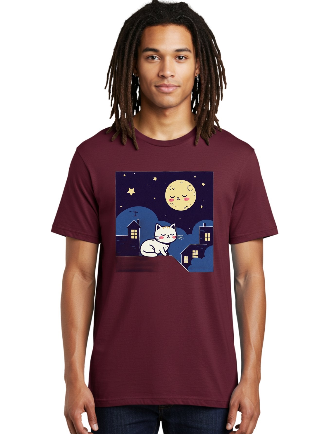 Sleeping-Cat-Under-Moonlight Men'S Graphic Tee, 100% Cotton, Comfortable Casual Summer Wear, Machine Washable, Vintage Camera, Old Camera, Antique Camera, Black Camera, Classic Photography, Photography Equipment, Nostalgic Device, Film Camera, Baj249 16