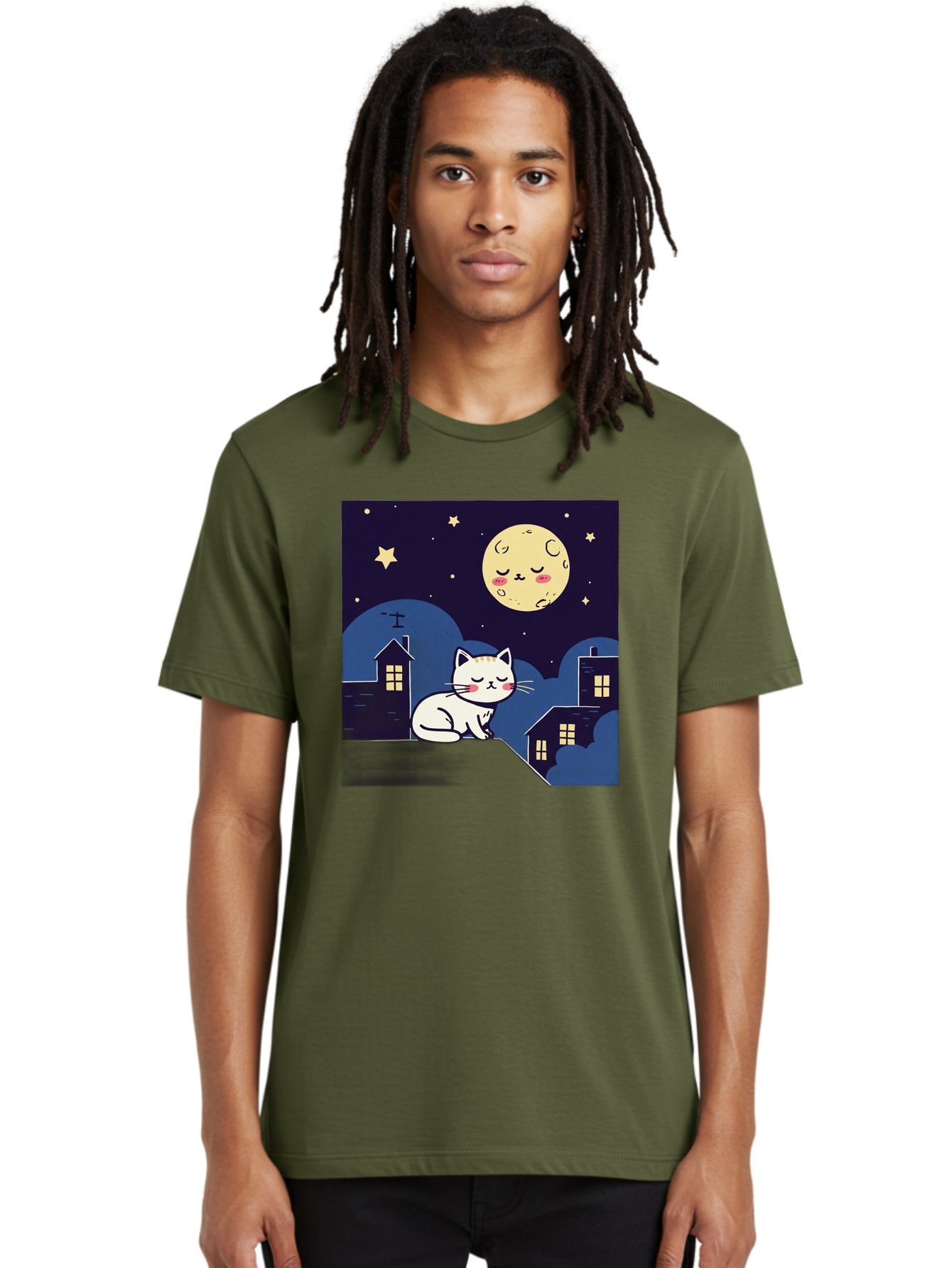 Sleeping-Cat-Under-Moonlight Men'S Graphic Tee, 100% Cotton, Comfortable Casual Summer Wear, Machine Washable, Vintage Camera, Old Camera, Antique Camera, Black Camera, Classic Photography, Photography Equipment, Nostalgic Device, Film Camera, Baj249 23