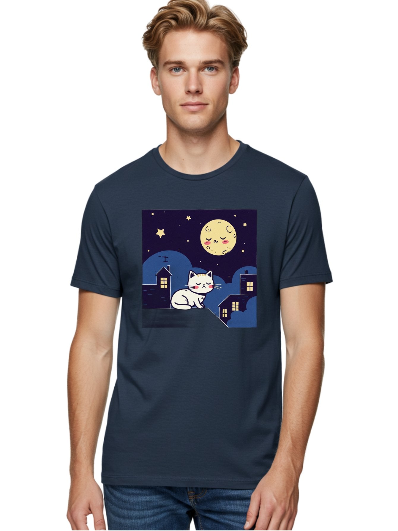 Sleeping-Cat-Under-Moonlight Men'S Graphic Tee, 100% Cotton, Comfortable Casual Summer Wear, Machine Washable, Vintage Camera, Old Camera, Antique Camera, Black Camera, Classic Photography, Photography Equipment, Nostalgic Device, Film Camera, Baj249 21
