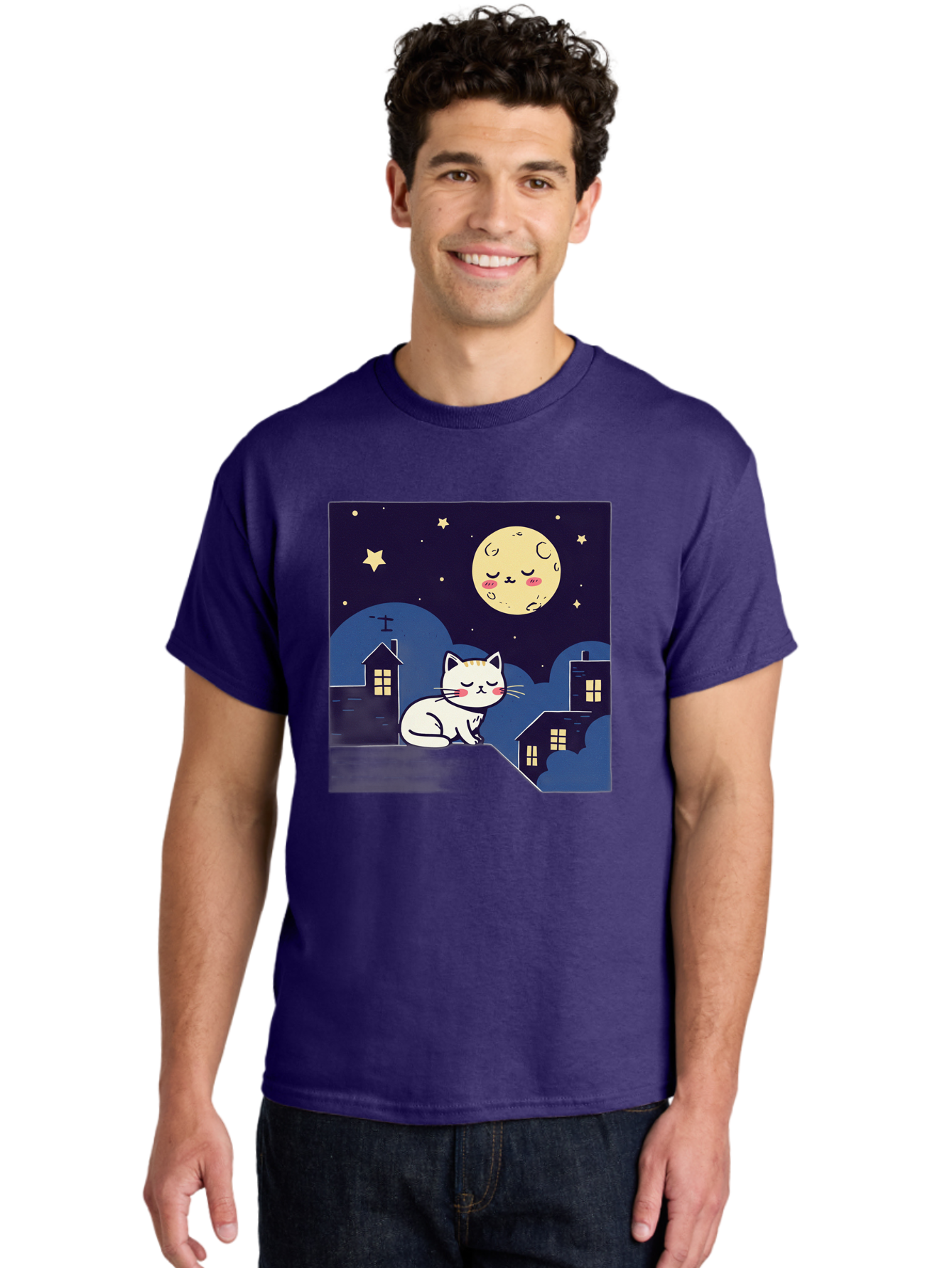 Sleeping-Cat-Under-Moonlight Men'S Graphic Tee, 100% Cotton, Comfortable Casual Summer Wear, Machine Washable, Vintage Camera, Old Camera, Antique Camera, Black Camera, Classic Photography, Photography Equipment, Nostalgic Device, Film Camera, Baj249 16
