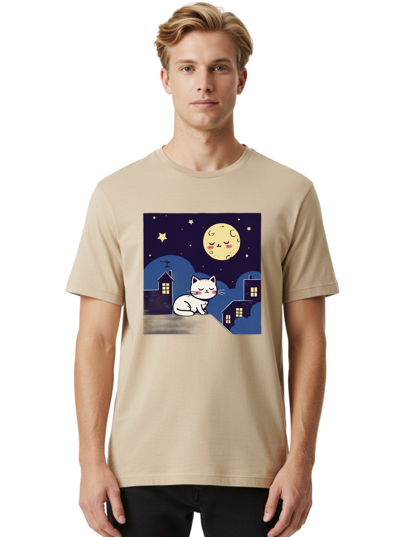 Sleeping-Cat-Under-Moonlight Men'S Graphic Tee, 100% Cotton, Comfortable Casual Summer Wear, Machine Washable, Vintage Camera, Old Camera, Antique Camera, Black Camera, Classic Photography, Photography Equipment, Nostalgic Device, Film Camera, Baj249 29