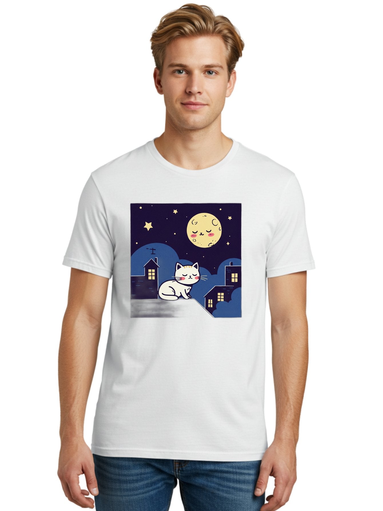 Sleeping-Cat-Under-Moonlight Men'S Graphic Tee, 100% Cotton, Comfortable Casual Summer Wear, Machine Washable, Vintage Camera, Old Camera, Antique Camera, Black Camera, Classic Photography, Photography Equipment, Nostalgic Device, Film Camera, Baj249 28