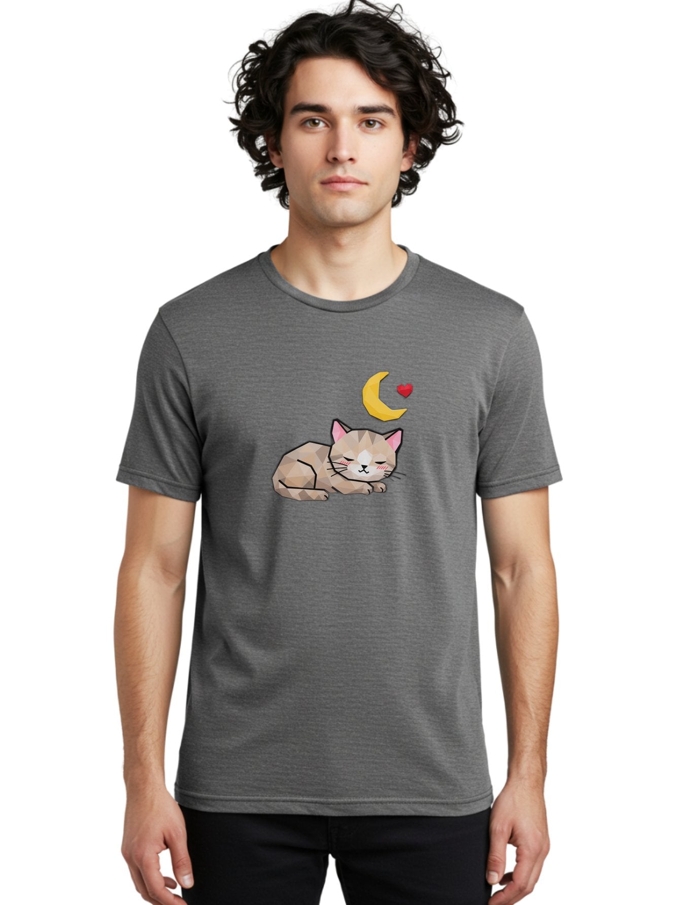 Sleeping-Cat-With-Moon-And-Heart Men'S Graphic Tee, 100% Cotton, Comfortable Casual Summer Wear, Machine Washable, Vintage Camera, Old Camera, Antique Camera, Black Camera, Classic Photography, Photography Equipment, Nostalgic Device, Baj250 23