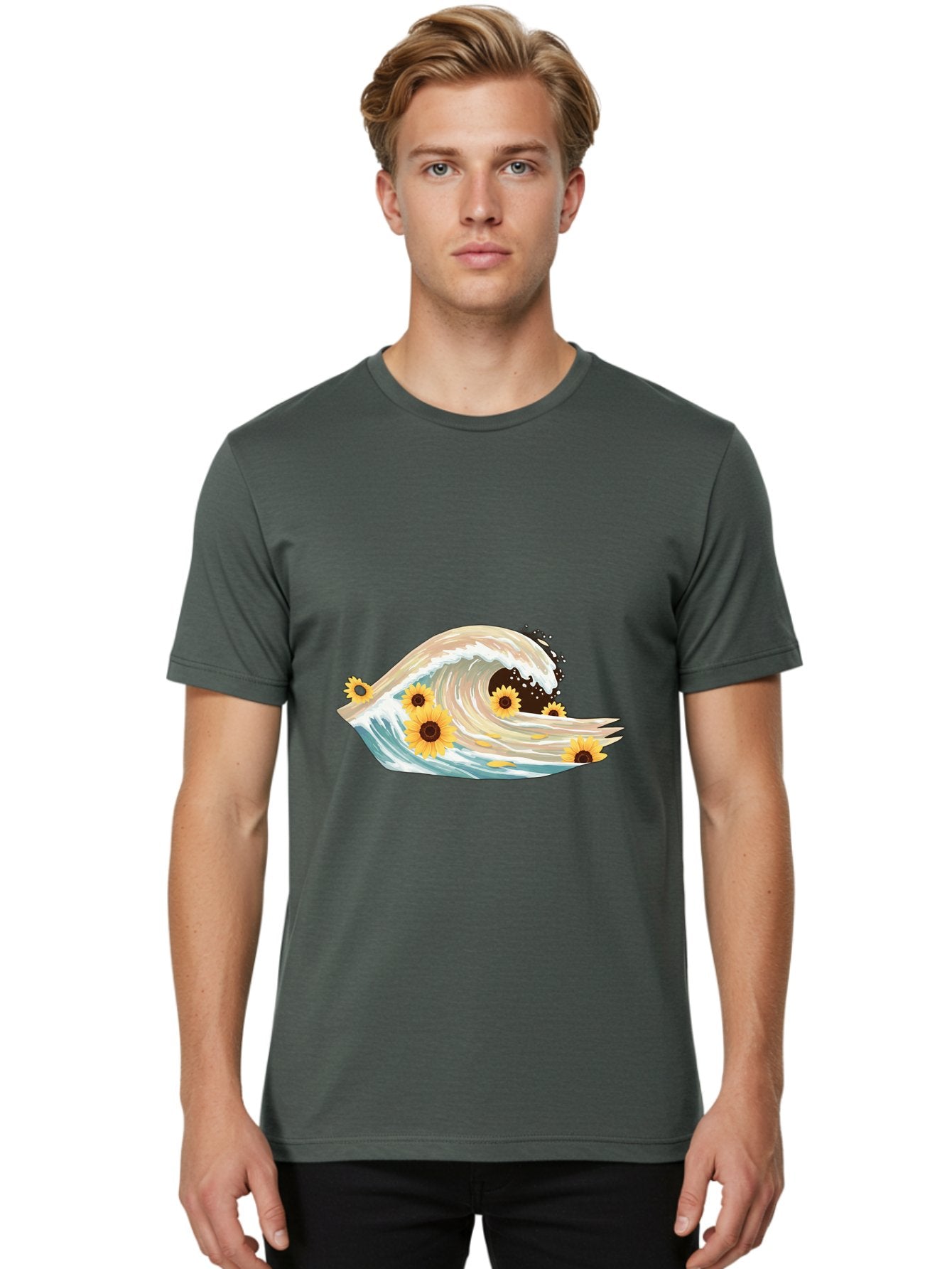 Sunflowers-In-Wave Men'S Graphic Tee, 100% Cotton, Comfortable Casual Summer Wear, Machine Washable, Vintage Camera, Old Camera, Antique Camera, Black Camera, Classic Photography, Photography Equipment, Nostalgic Device, Film Camera, Baj264 30