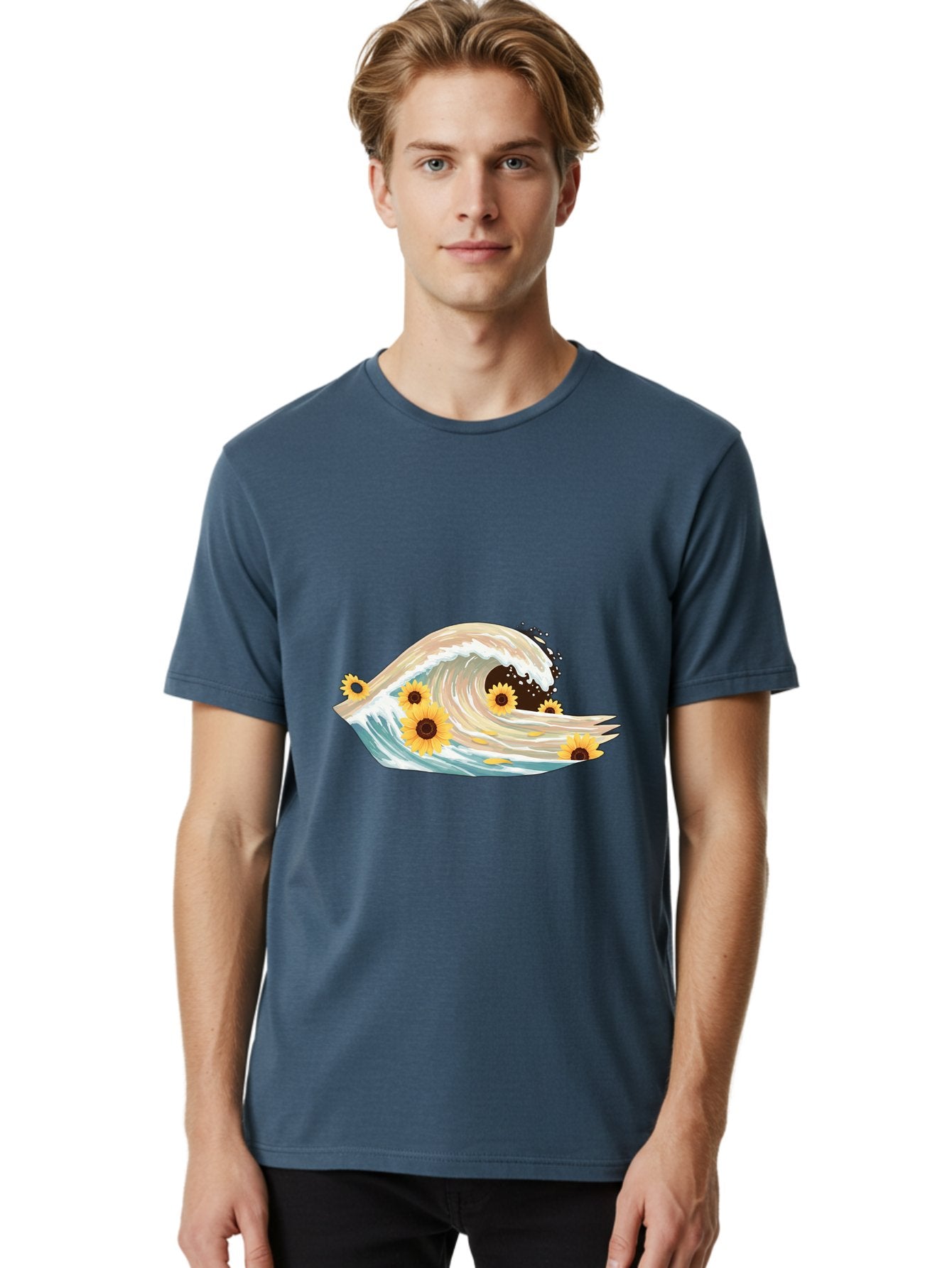 Sunflowers-In-Wave Men'S Graphic Tee, 100% Cotton, Comfortable Casual Summer Wear, Machine Washable, Vintage Camera, Old Camera, Antique Camera, Black Camera, Classic Photography, Photography Equipment, Nostalgic Device, Film Camera, Baj264 16