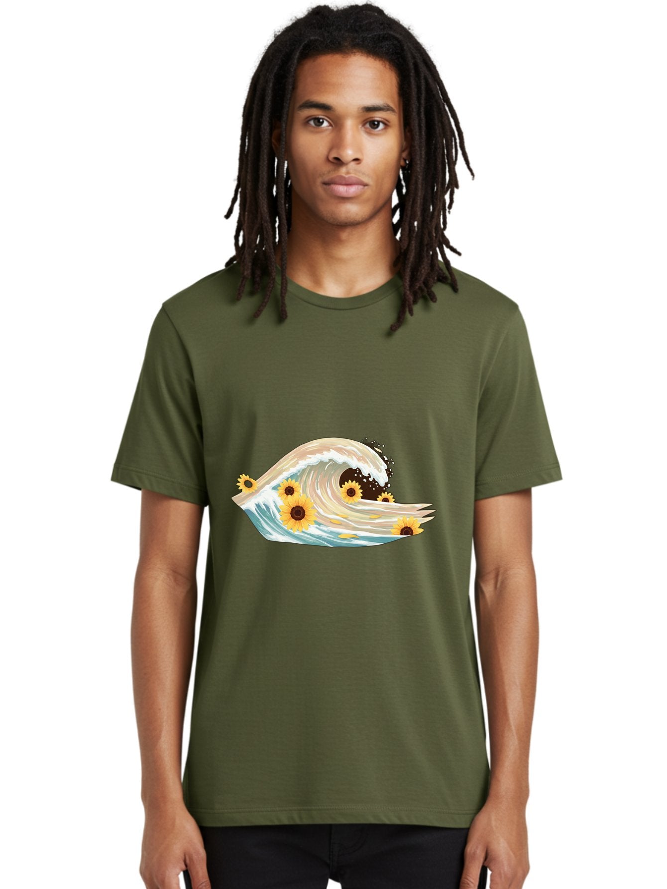 Sunflowers-In-Wave Men'S Graphic Tee, 100% Cotton, Comfortable Casual Summer Wear, Machine Washable, Vintage Camera, Old Camera, Antique Camera, Black Camera, Classic Photography, Photography Equipment, Nostalgic Device, Film Camera, Baj264 25