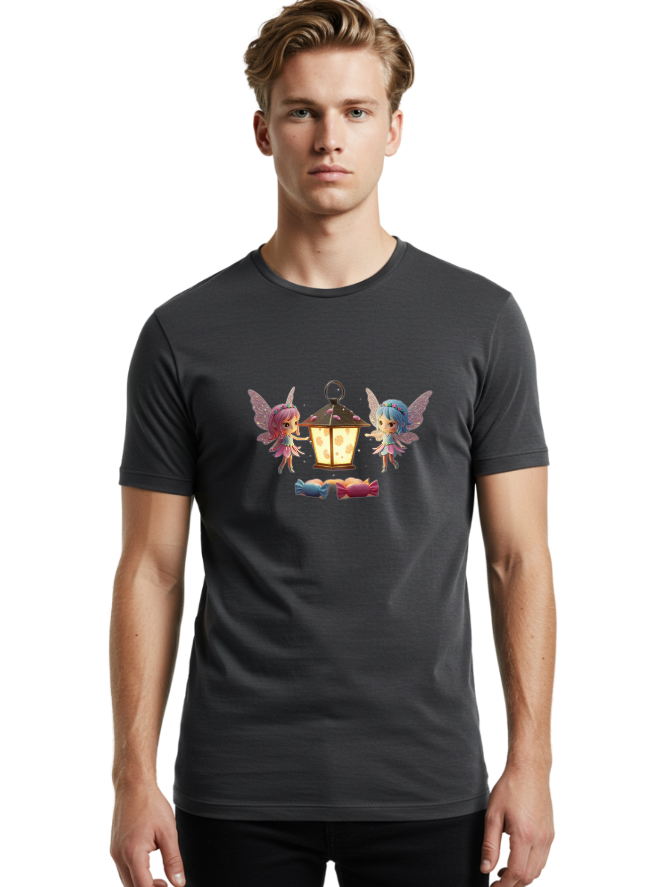 Two-Fairies-With-Lantern-1 Men'S Graphic Tee, 100% Cotton, Comfortable Casual Summer Wear, Machine Washable, Vintage Camera, Old Camera, Antique Camera, Black Camera, Classic Photography, Photography Equipment, Nostalgic Device, Film Camera, Baj283 23