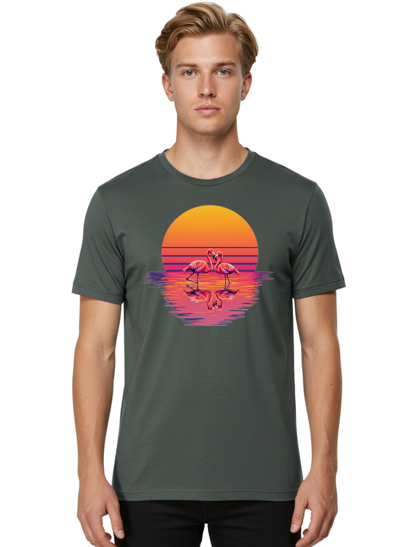 Two-Flamingos-2 Men'S Graphic Tee, 100% Cotton, Comfortable Casual Summer Wear, Machine Washable, Vintage Camera, Old Camera, Antique Camera, Black Camera, Classic Photography, Photography Equipment, Nostalgic Device, Film Camera, Camera Art Baj287 24