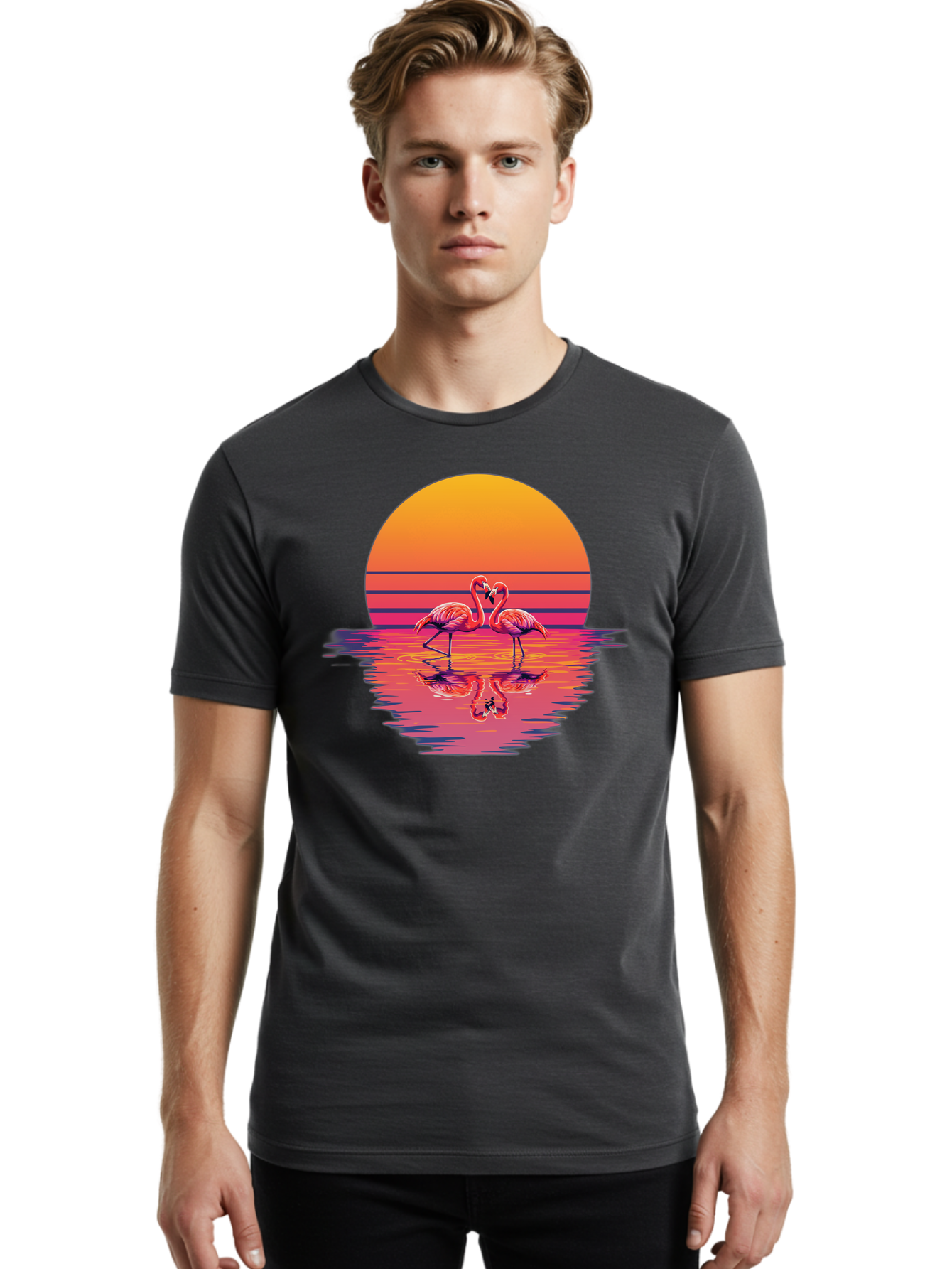 Two-Flamingos-2 Men'S Graphic Tee, 100% Cotton, Comfortable Casual Summer Wear, Machine Washable, Vintage Camera, Old Camera, Antique Camera, Black Camera, Classic Photography, Photography Equipment, Nostalgic Device, Film Camera, Camera Art Baj287 19