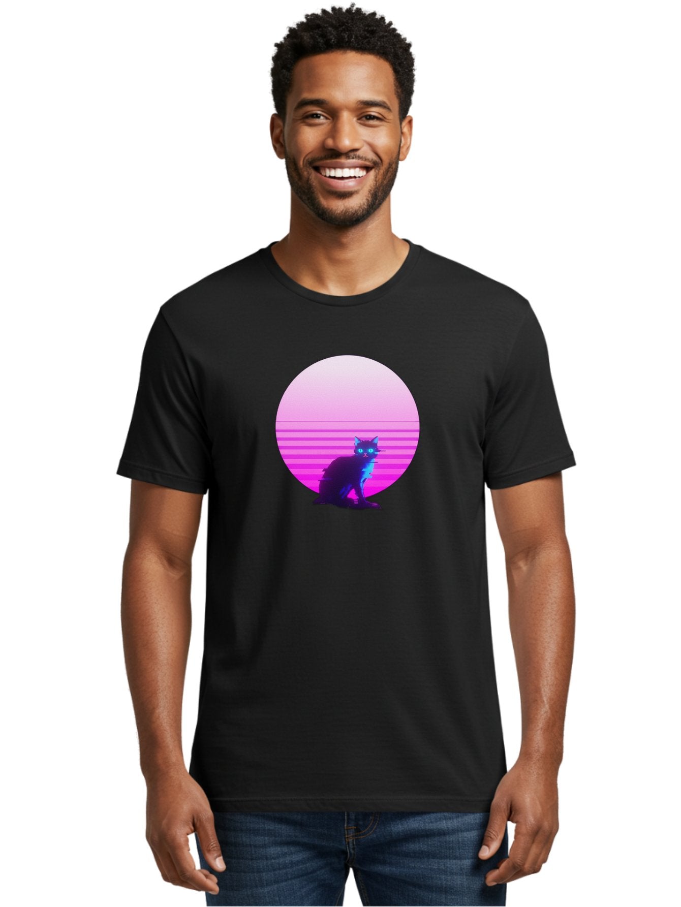 Vaporwave-Cat Men'S Graphic Tee, 100% Cotton, Comfortable Casual Summer Wear, Machine Washable, Vintage Camera, Old Camera, Antique Camera, Black Camera, Classic Photography, Photography Equipment, Nostalgic Device, Film Camera, Camera Art Baj290 28