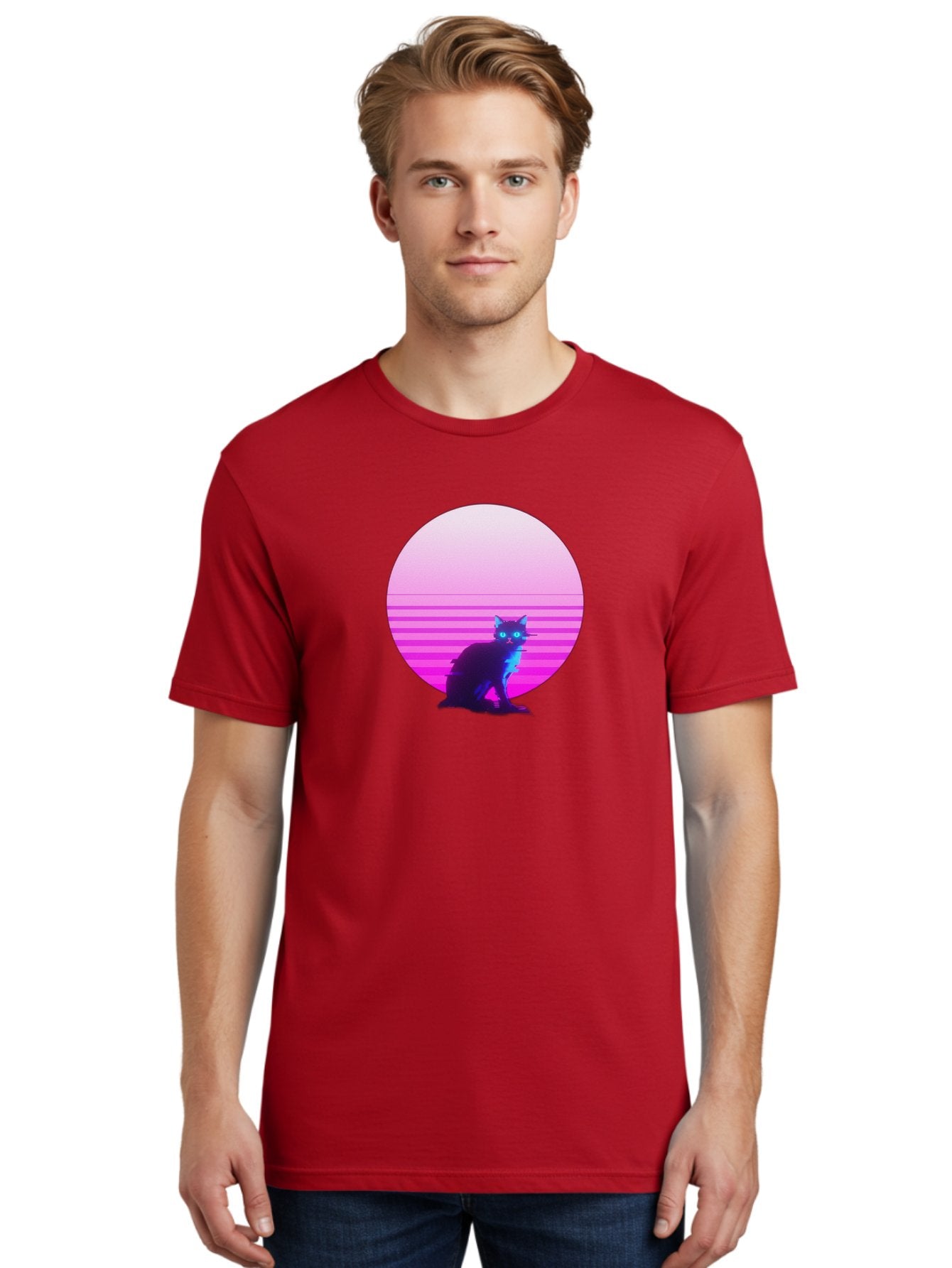 Vaporwave-Cat Men'S Graphic Tee, 100% Cotton, Comfortable Casual Summer Wear, Machine Washable, Vintage Camera, Old Camera, Antique Camera, Black Camera, Classic Photography, Photography Equipment, Nostalgic Device, Film Camera, Camera Art Baj290 16