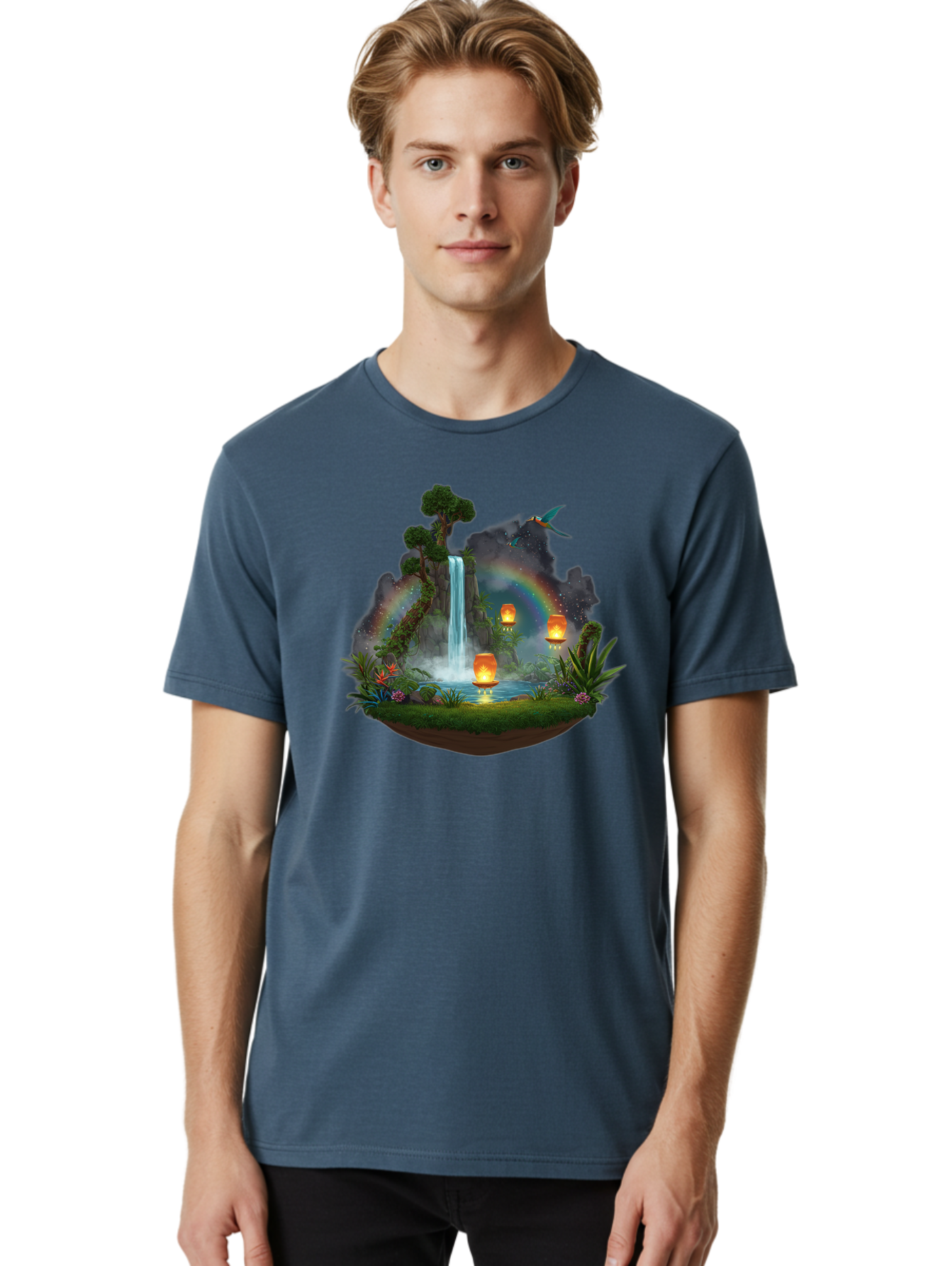 Waterfall-Scene Men'S Graphic Tee, 100% Cotton, Comfortable Casual Summer Wear, Machine Washable, Vintage Camera, Old Camera, Antique Camera, Black Camera, Classic Photography, Photography Equipment, Nostalgic Device, Film Camera, Camera Art Baj293 17