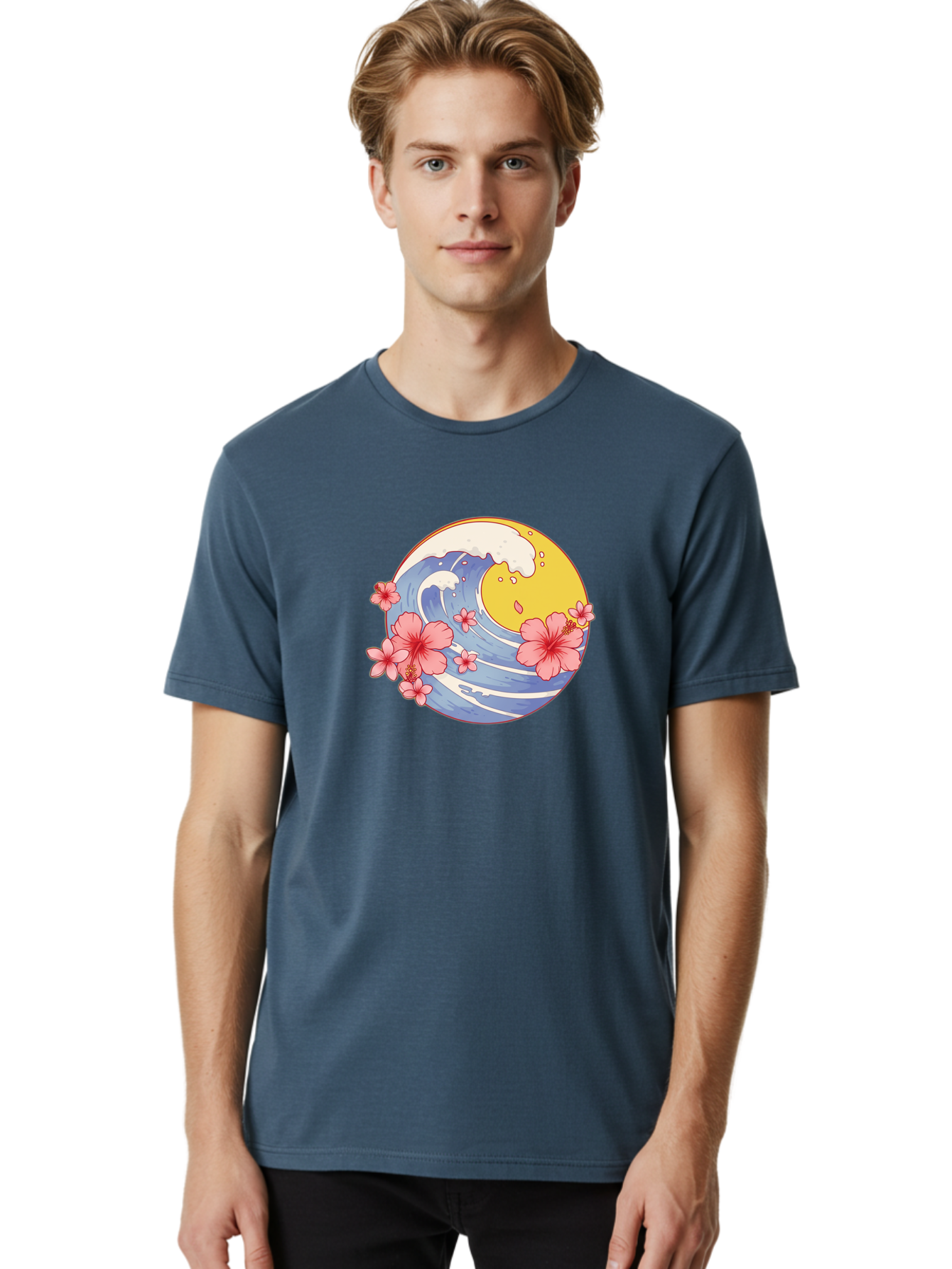 Wave-And-Cherry-Blossoms Men'S Graphic Tee, 100% Cotton, Comfortable Casual Summer Wear, Machine Washable, Vintage Camera, Old Camera, Antique Camera, Black Camera, Classic Photography, Photography Equipment, Nostalgic Device, Film Camera, Baj294 22