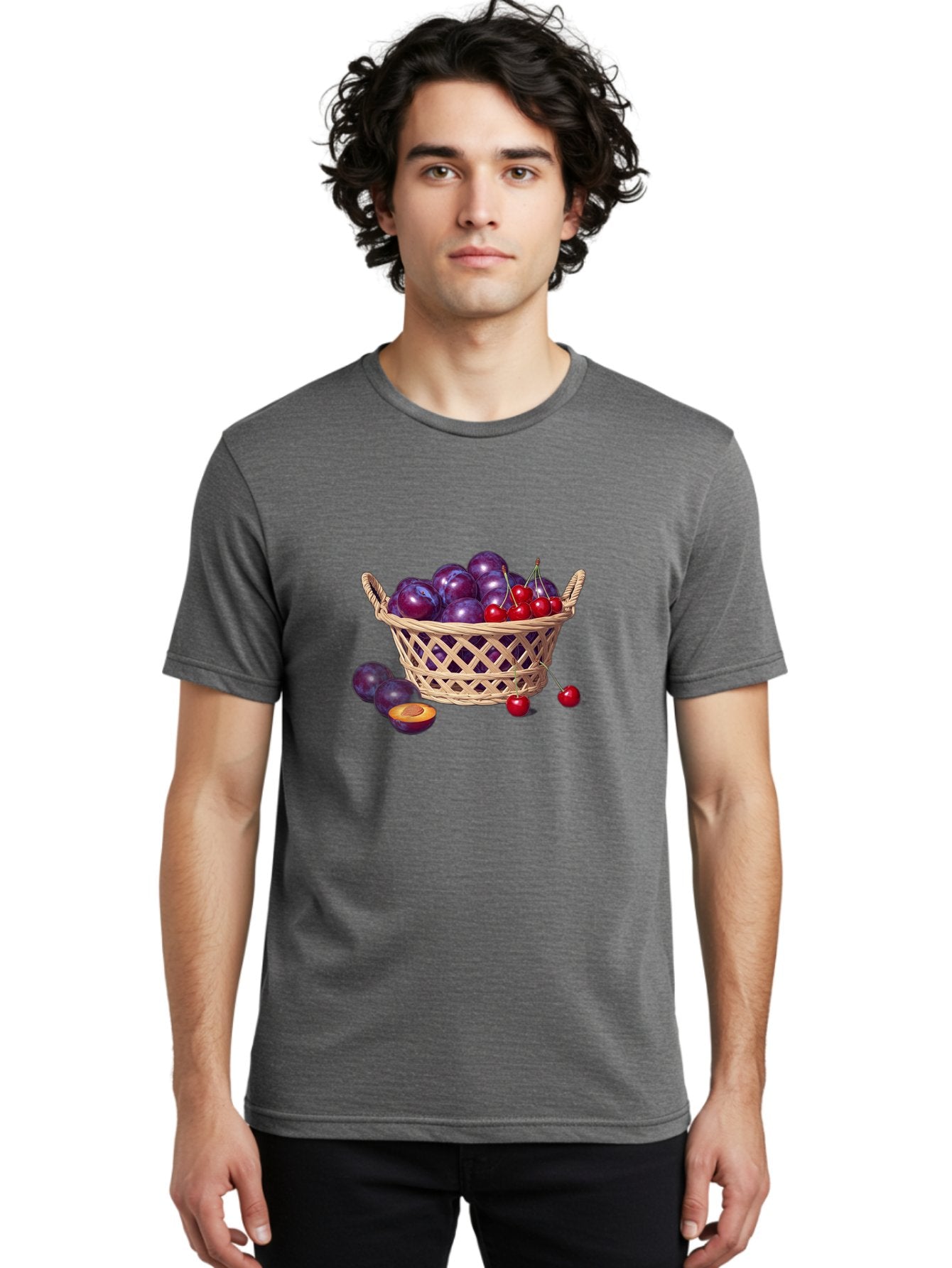 Wicker-Basket-Of-Plums-And-Cherries Men'S Graphic Tee, 100% Cotton, Comfortable Casual Summer Wear, Machine Washable, Vintage Camera, Old Camera, Antique Camera, Black Camera, Classic Photography, Photography Equipment, Nostalgic Device, Baj311 16