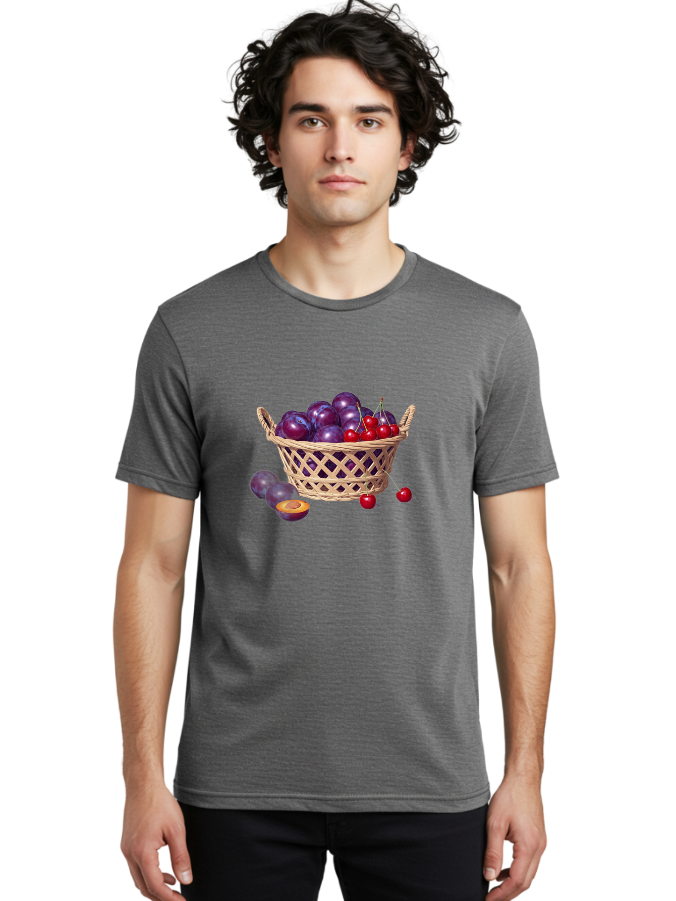 Wicker-Basket-Of-Plums-And-Cherries Men'S Graphic Tee, 100% Cotton, Comfortable Casual Summer Wear, Machine Washable, Vintage Camera, Old Camera, Antique Camera, Black Camera, Classic Photography, Photography Equipment, Nostalgic Device, Baj311 28