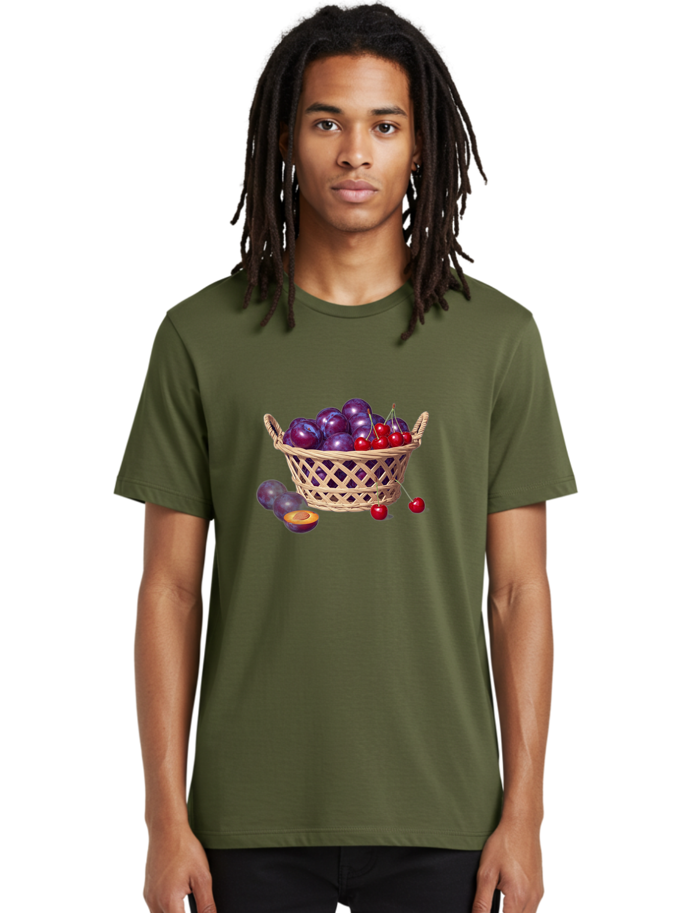 Wicker-Basket-Of-Plums-And-Cherries Men'S Graphic Tee, 100% Cotton, Comfortable Casual Summer Wear, Machine Washable, Vintage Camera, Old Camera, Antique Camera, Black Camera, Classic Photography, Photography Equipment, Nostalgic Device, Baj311 20