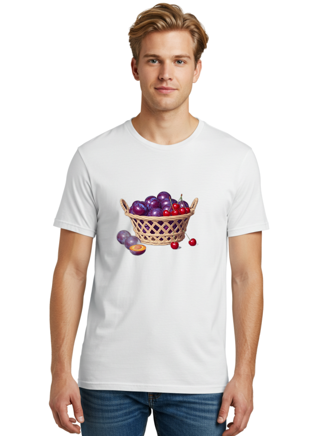 Wicker-Basket-Of-Plums-And-Cherries Men'S Graphic Tee, 100% Cotton, Comfortable Casual Summer Wear, Machine Washable, Vintage Camera, Old Camera, Antique Camera, Black Camera, Classic Photography, Photography Equipment, Nostalgic Device, Baj311 17