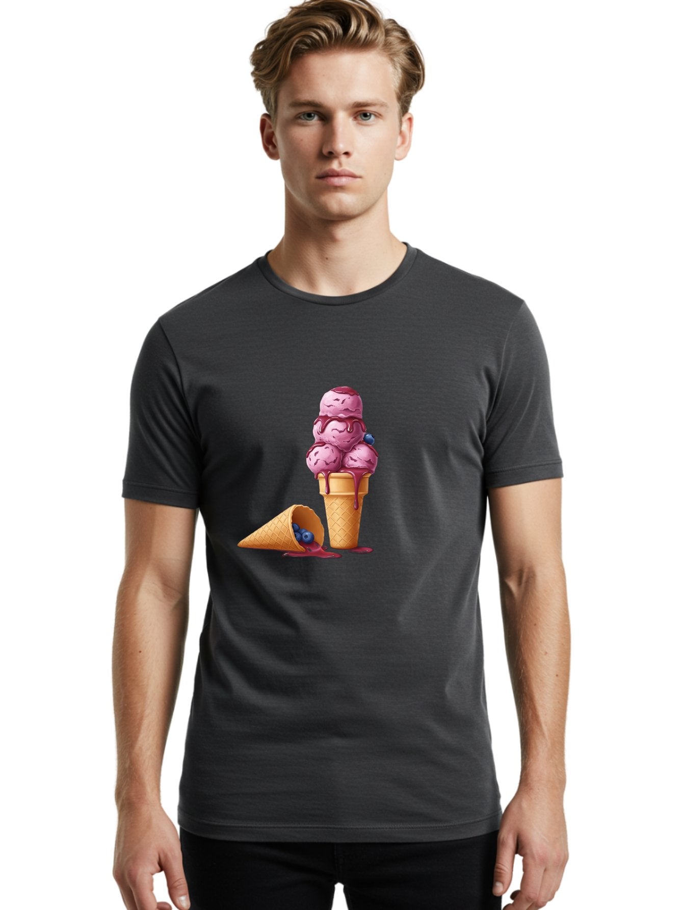 Blueberry-Ice-Cream Men'S Graphic Tee, 100% Cotton, Comfortable Casual Summer Wear, Machine Washable, Vintage Camera, Old Camera, Antique Camera, Black Camera, Classic Photography, Photography Equipment, Nostalgic Device, Film Camera, Baj338 21