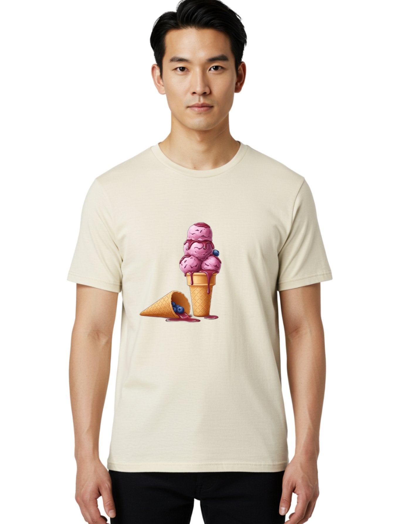 Blueberry-Ice-Cream Men'S Graphic Tee, 100% Cotton, Comfortable Casual Summer Wear, Machine Washable, Vintage Camera, Old Camera, Antique Camera, Black Camera, Classic Photography, Photography Equipment, Nostalgic Device, Film Camera, Baj338 16