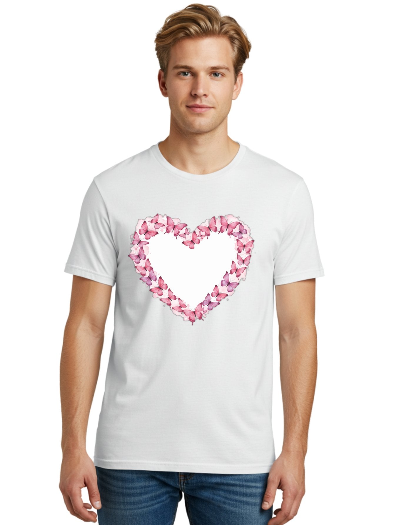 Butterflies-Heart Men'S Graphic Tee, 100% Cotton, Comfortable Casual Summer Wear, Machine Washable, Vintage Camera, Old Camera, Antique Camera, Black Camera, Classic Photography, Photography Equipment, Nostalgic Device, Film Camera, Camera Art Baj354 25