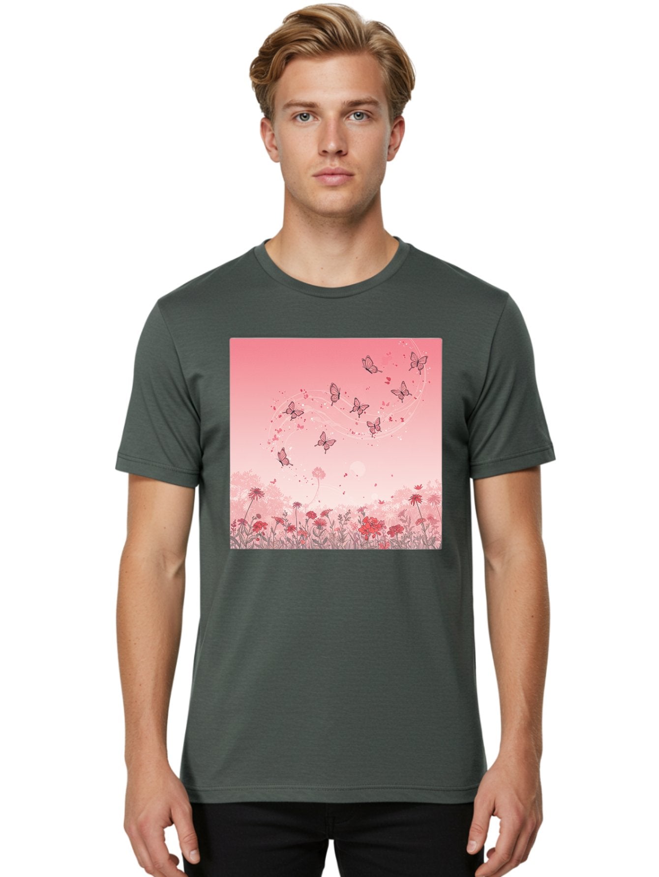 Butterflies-In-Flowers Men'S Graphic Tee, 100% Cotton, Comfortable Casual Summer Wear, Machine Washable, Vintage Camera, Old Camera, Antique Camera, Black Camera, Classic Photography, Photography Equipment, Nostalgic Device, Film Camera, Baj355 17