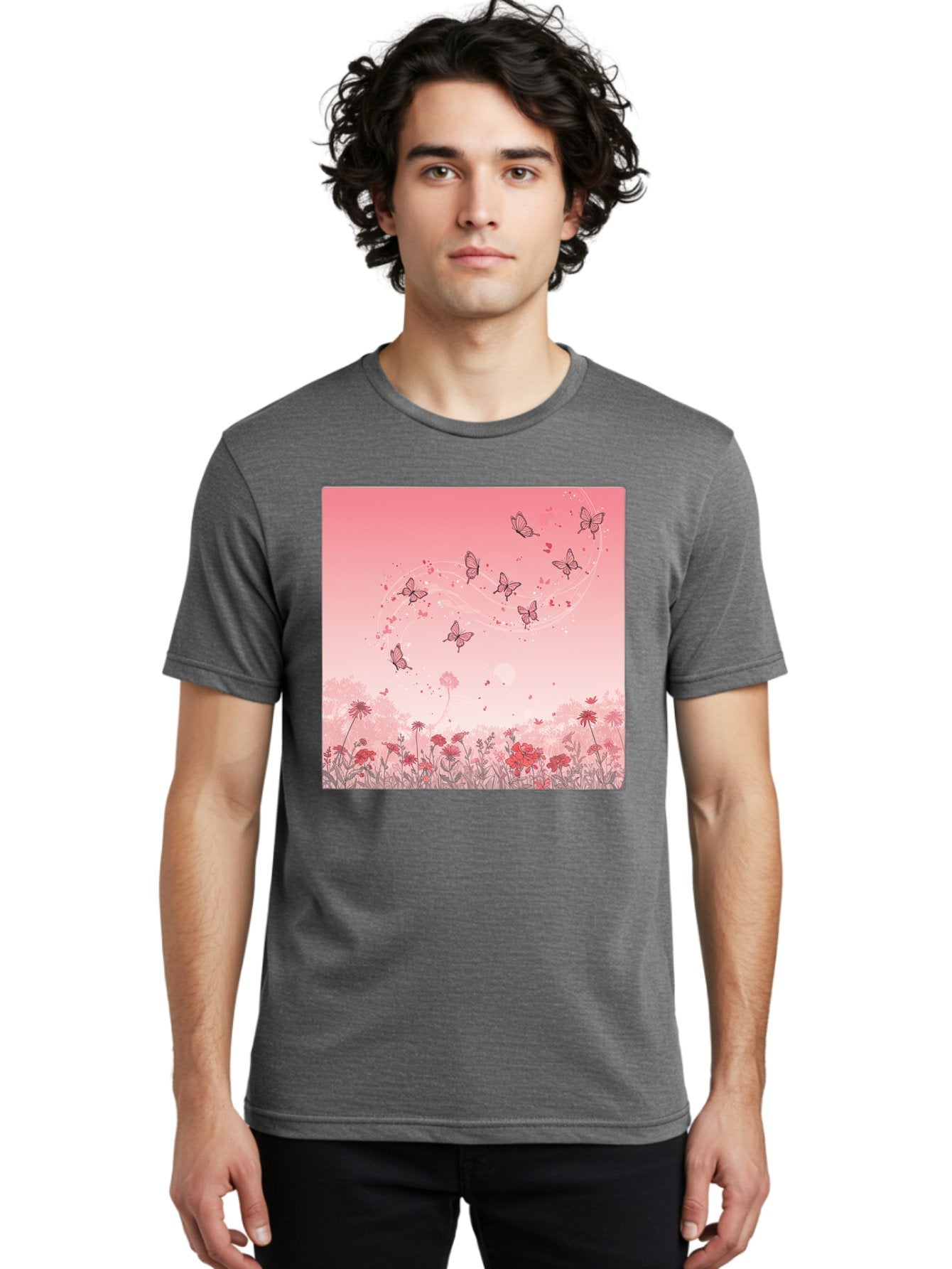 Butterflies-In-Flowers Men'S Graphic Tee, 100% Cotton, Comfortable Casual Summer Wear, Machine Washable, Vintage Camera, Old Camera, Antique Camera, Black Camera, Classic Photography, Photography Equipment, Nostalgic Device, Film Camera, Baj355 24