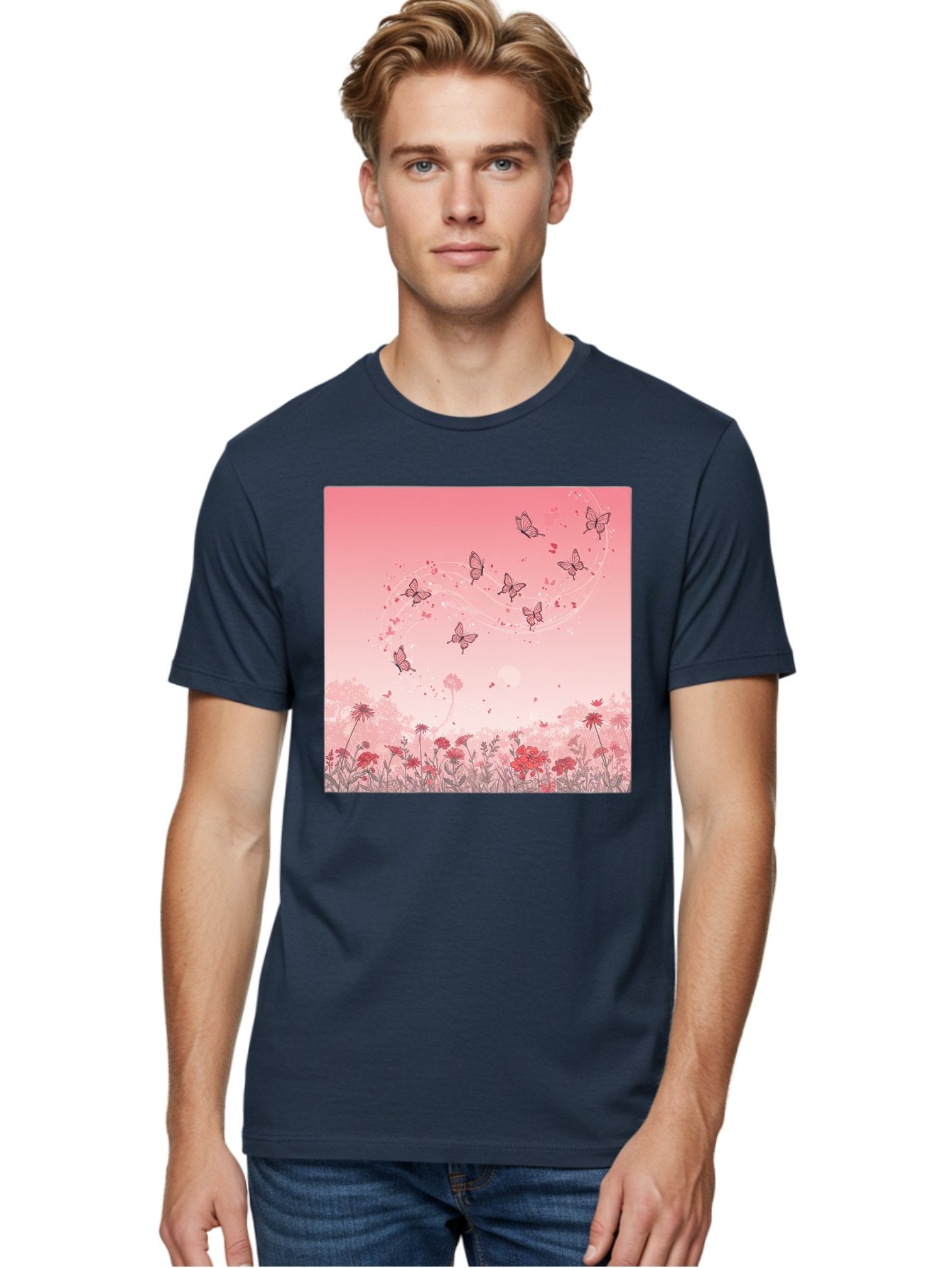 Butterflies-In-Flowers Men'S Graphic Tee, 100% Cotton, Comfortable Casual Summer Wear, Machine Washable, Vintage Camera, Old Camera, Antique Camera, Black Camera, Classic Photography, Photography Equipment, Nostalgic Device, Film Camera, Baj355 21