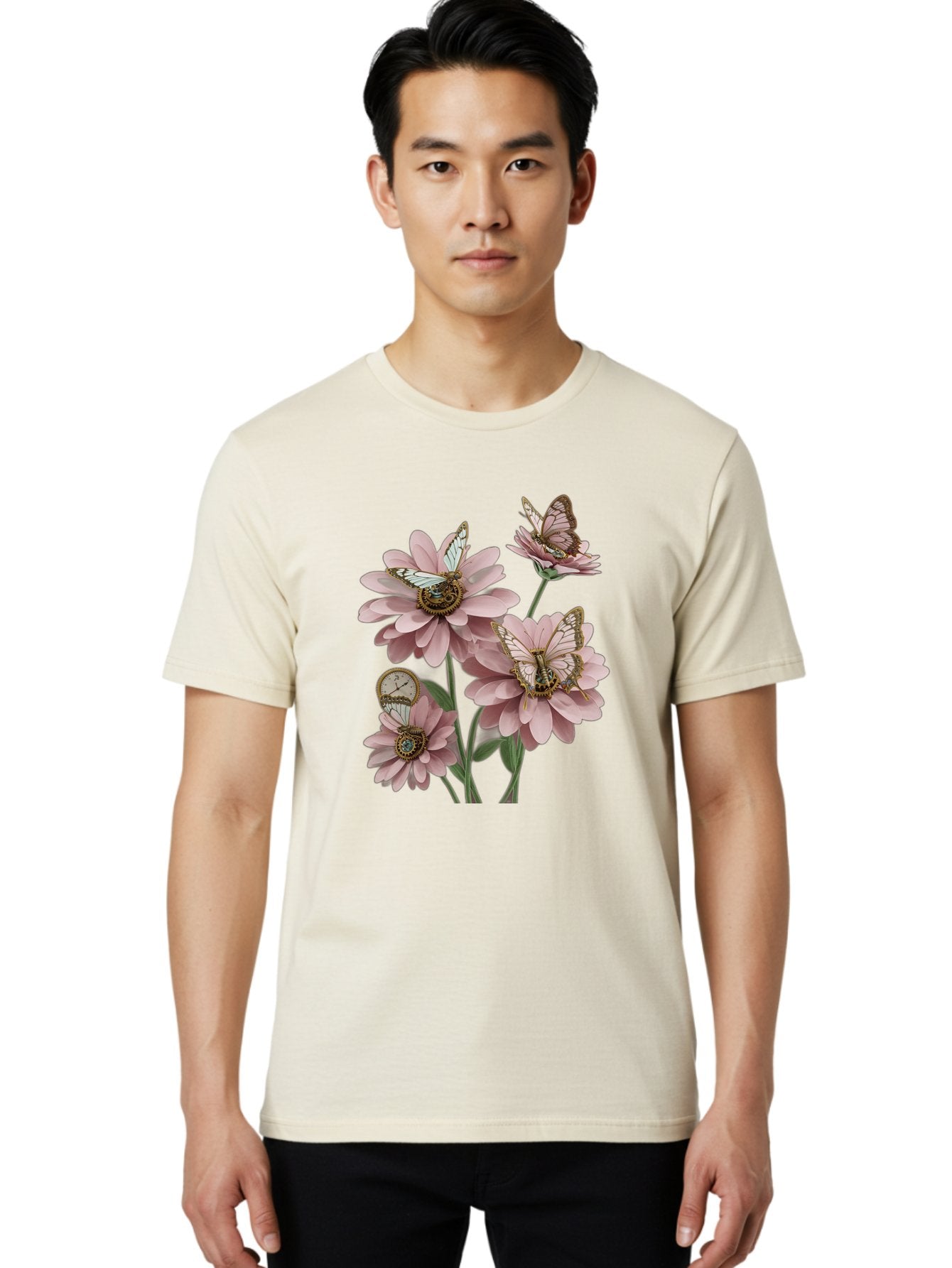 Butterfly-Flowers Men'S Graphic Tee, 100% Cotton, Comfortable Casual Summer Wear, Machine Washable, Vintage Camera, Old Camera, Antique Camera, Black Camera, Classic Photography, Photography Equipment, Nostalgic Device, Film Camera, Camera Art Baj358 17