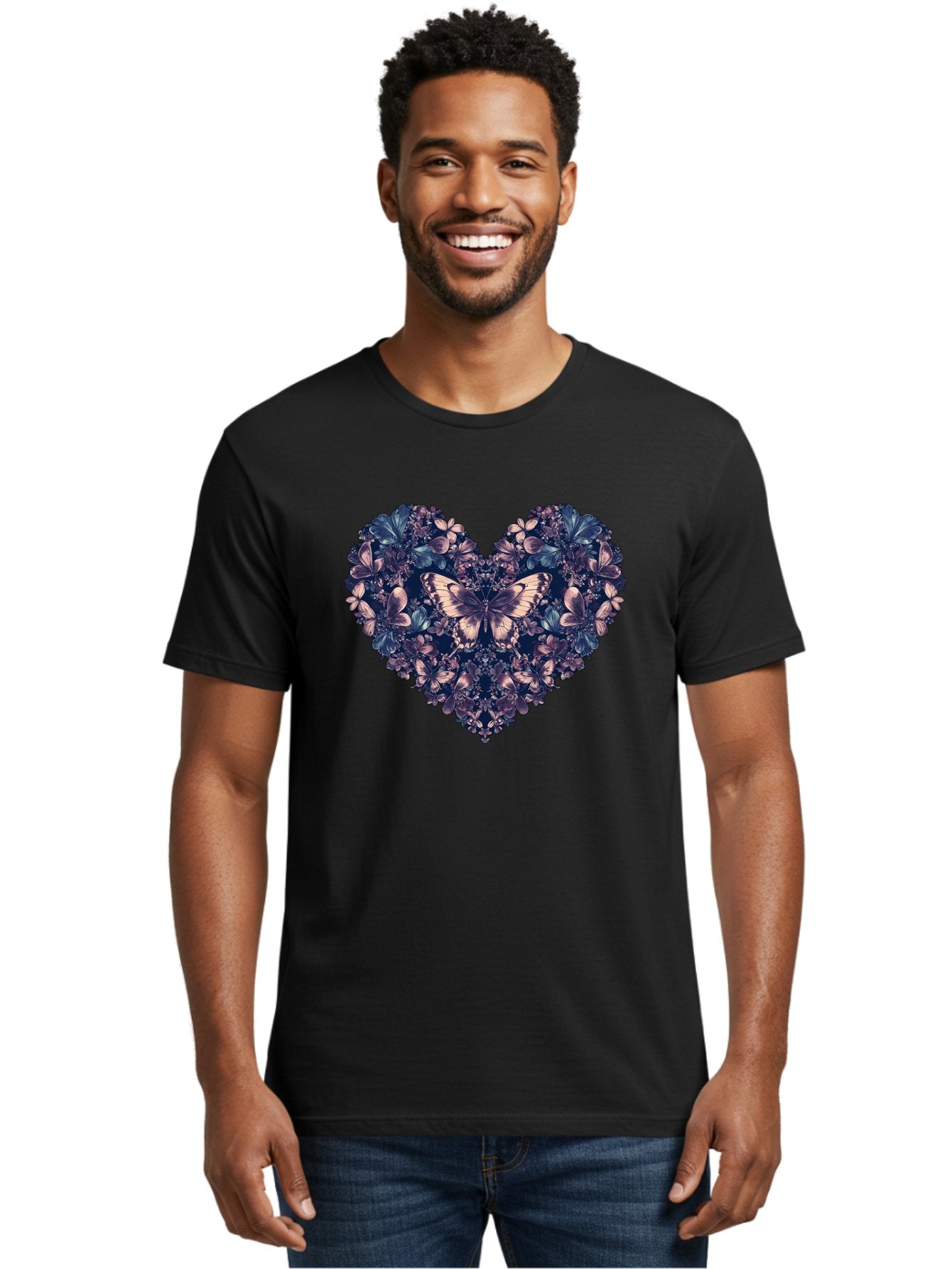 Butterfly-Heart-4 Men'S Graphic Tee, 100% Cotton, Comfortable Casual Summer Wear, Machine Washable, Vintage Camera, Old Camera, Antique Camera, Black Camera, Classic Photography, Photography Equipment, Nostalgic Device, Film Camera, Camera Art Baj363 18