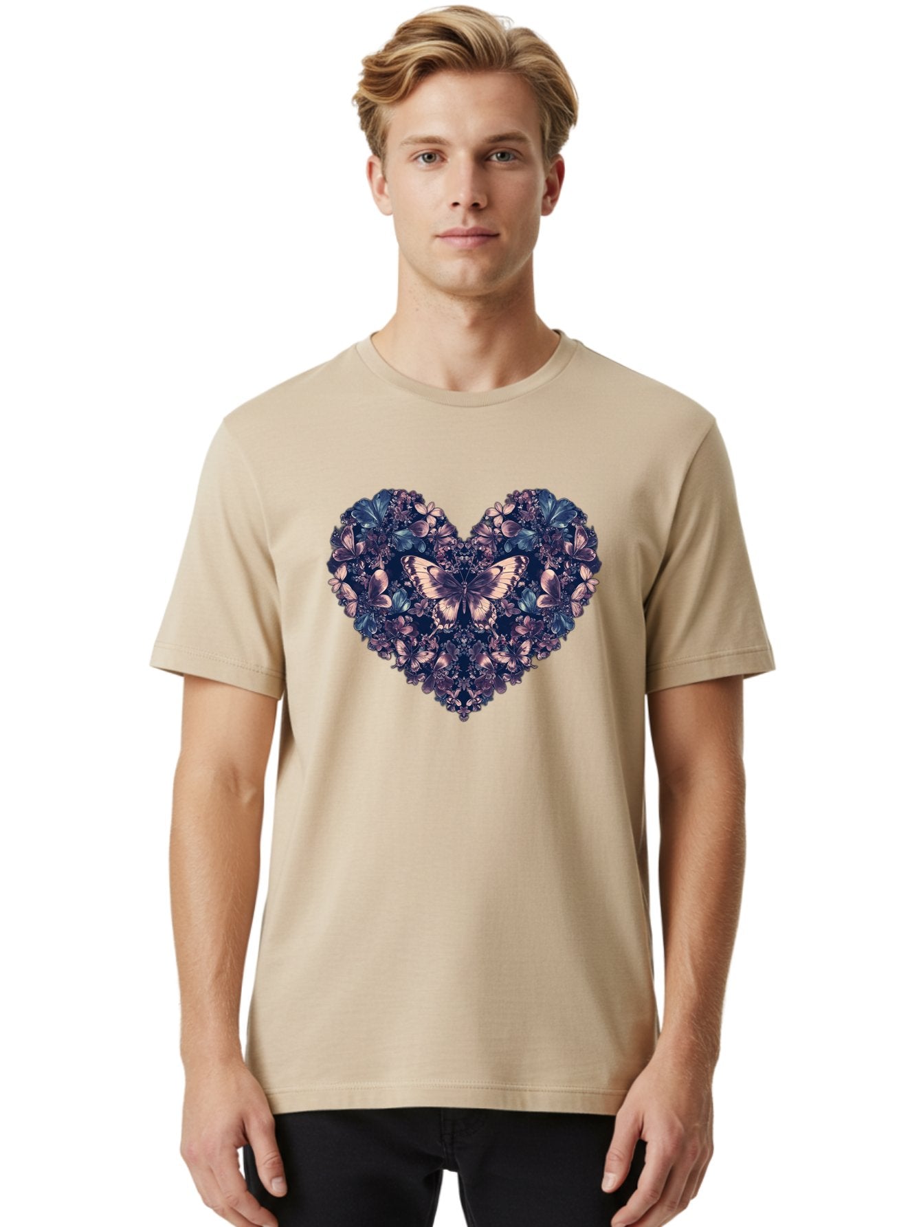 Butterfly-Heart-4 Men'S Graphic Tee, 100% Cotton, Comfortable Casual Summer Wear, Machine Washable, Vintage Camera, Old Camera, Antique Camera, Black Camera, Classic Photography, Photography Equipment, Nostalgic Device, Film Camera, Camera Art Baj363 23