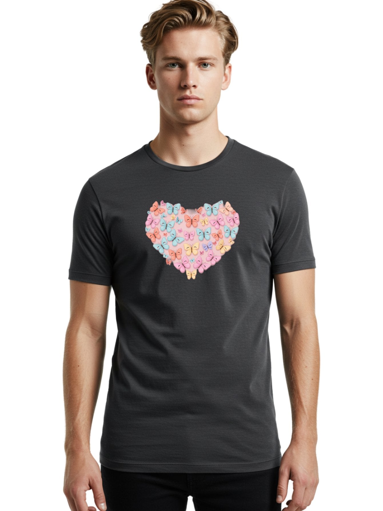 Butterfly-Heart Men'S Graphic Tee, 100% Cotton, Comfortable Casual Summer Wear, Machine Washable, Vintage Camera, Old Camera, Antique Camera, Black Camera, Classic Photography, Photography Equipment, Nostalgic Device, Film Camera, Camera Art Baj364 20