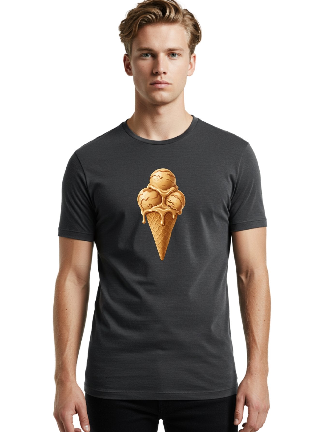 Caramel-Ice-Cream-Cone-1 Men'S Graphic Tee, 100% Cotton, Comfortable Casual Summer Wear, Machine Washable, Vintage Camera, Old Camera, Antique Camera, Black Camera, Classic Photography, Photography Equipment, Nostalgic Device, Film Camera, Baj377 25