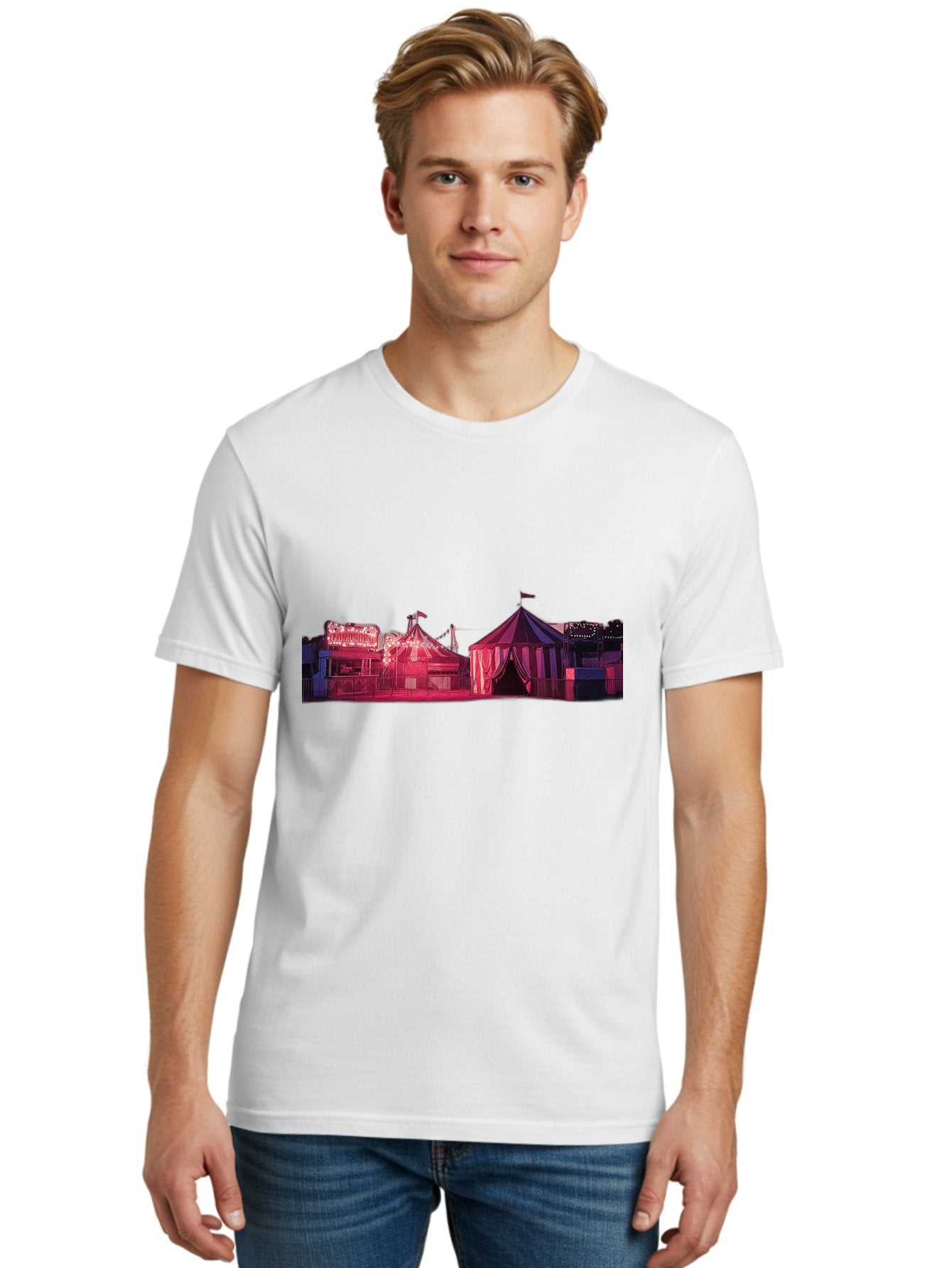 Carnival-Scene-2 Men'S Graphic Tee, 100% Cotton, Comfortable Casual Summer Wear, Machine Washable, Vintage Camera, Old Camera, Antique Camera, Black Camera, Classic Photography, Photography Equipment, Nostalgic Device, Film Camera, Camera Art Baj381 24