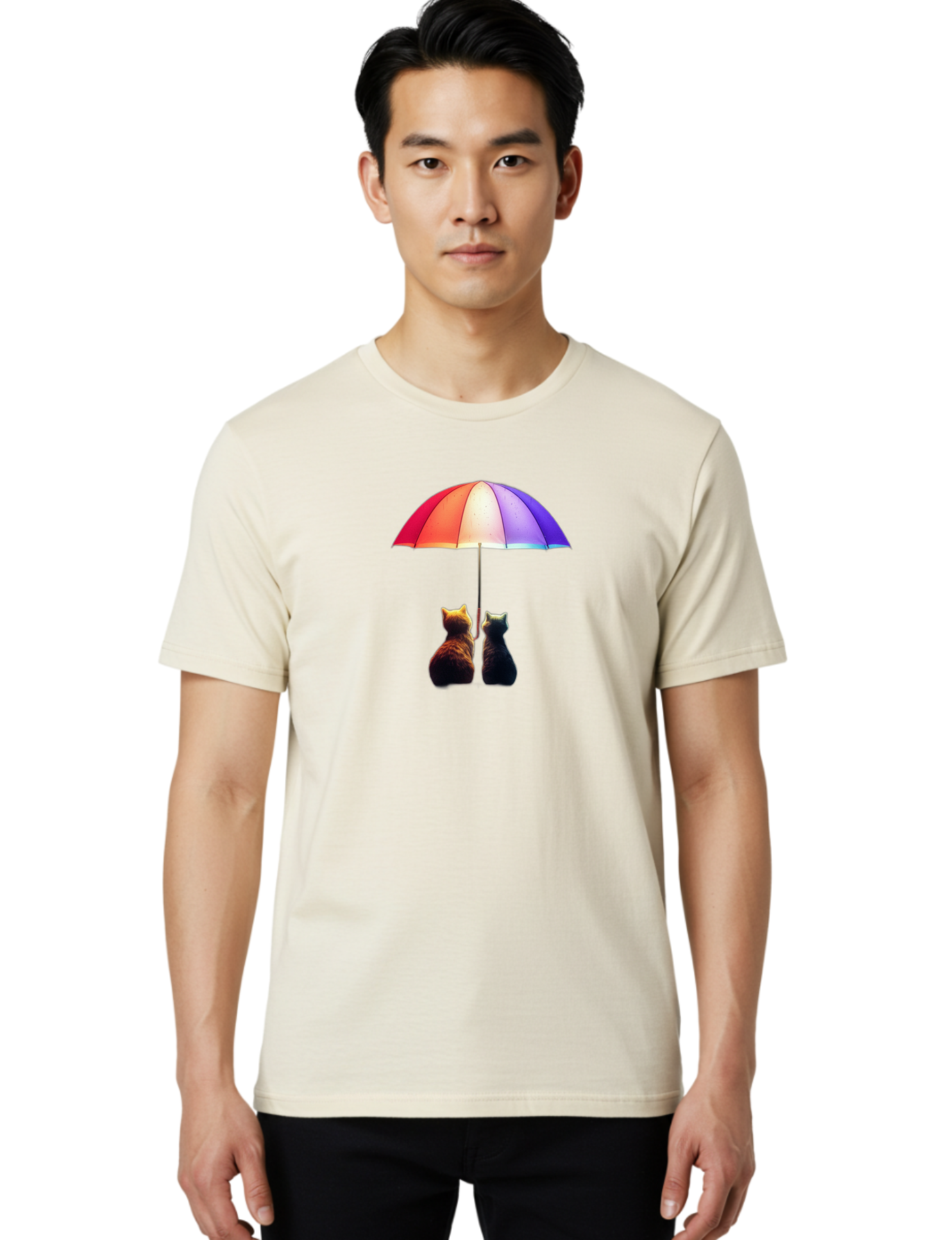 Cats-Under-Umbrella-1 Men'S Graphic Tee, 100% Cotton, Comfortable Casual Summer Wear, Machine Washable, Vintage Camera, Old Camera, Antique Camera, Black Camera, Classic Photography, Photography Equipment, Nostalgic Device, Film Camera, Baj390 16