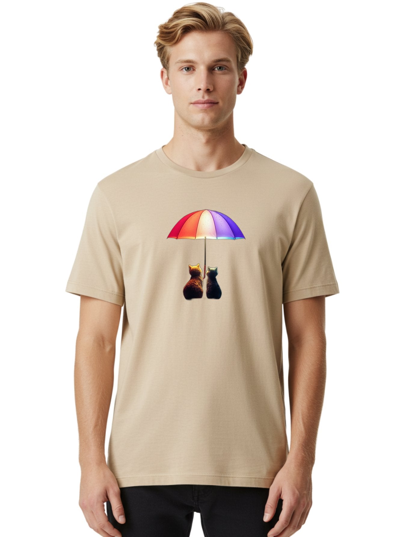 Cats-Under-Umbrella-1 Men'S Graphic Tee, 100% Cotton, Comfortable Casual Summer Wear, Machine Washable, Vintage Camera, Old Camera, Antique Camera, Black Camera, Classic Photography, Photography Equipment, Nostalgic Device, Film Camera, Baj390 17
