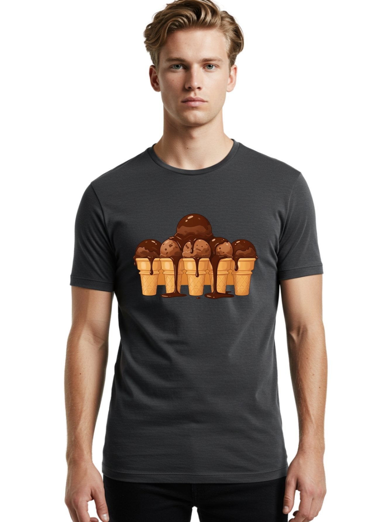 Chocolate-Ice-Cream-Cones-1 Men'S Graphic Tee, 100% Cotton, Comfortable Casual Summer Wear, Machine Washable, Vintage Camera, Old Camera, Antique Camera, Black Camera, Classic Photography, Photography Equipment, Nostalgic Device, Film Camera, Baj393 17
