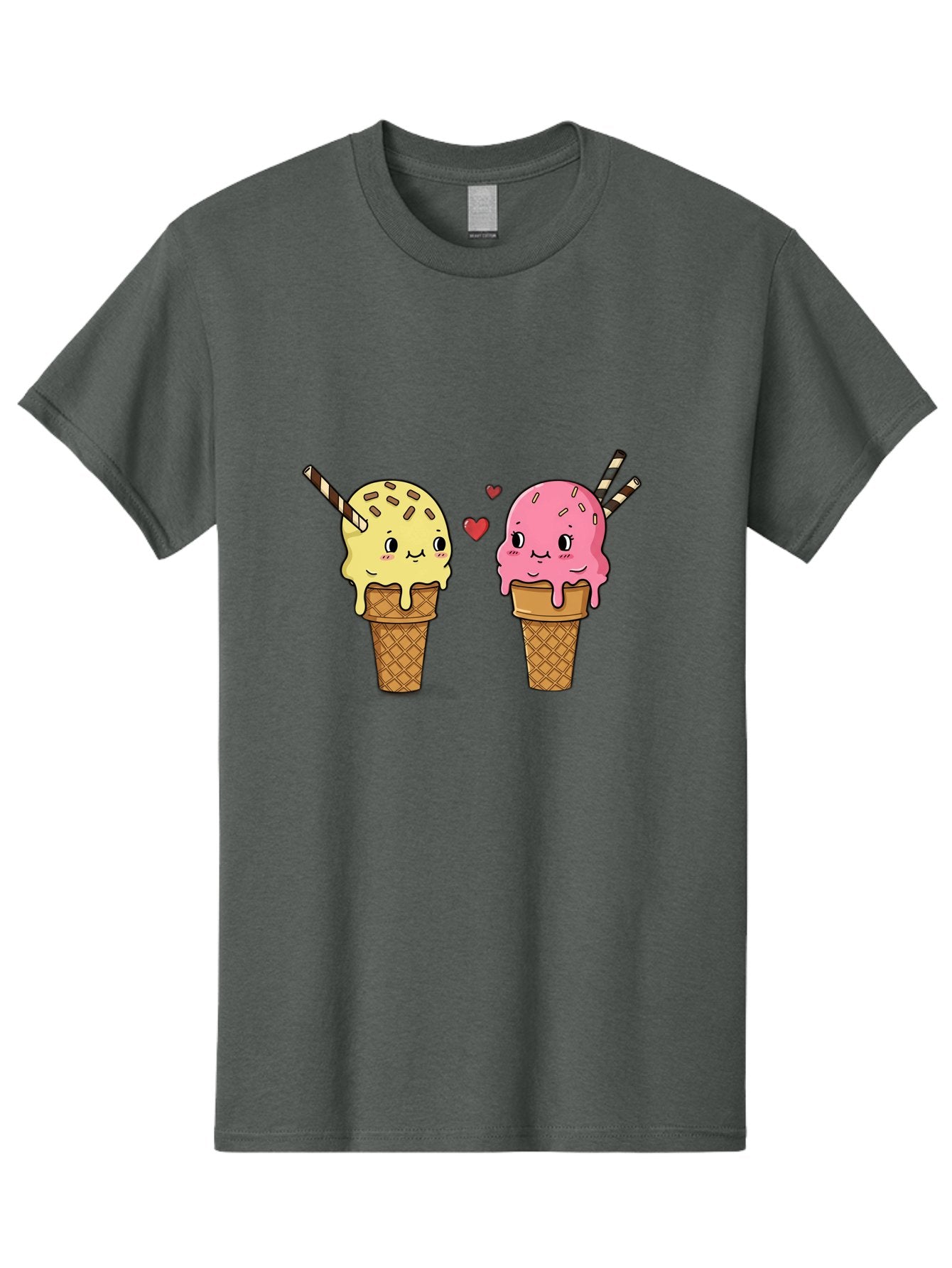 Couple-Ice-Cream Men'S Graphic Tee, 100% Cotton, Comfortable Casual Summer Wear, Machine Washable, Vintage Camera, Old Camera, Antique Camera, Black Camera, Classic Photography, Photography Equipment, Nostalgic Device, Film Camera, Camera Art Baj417 4