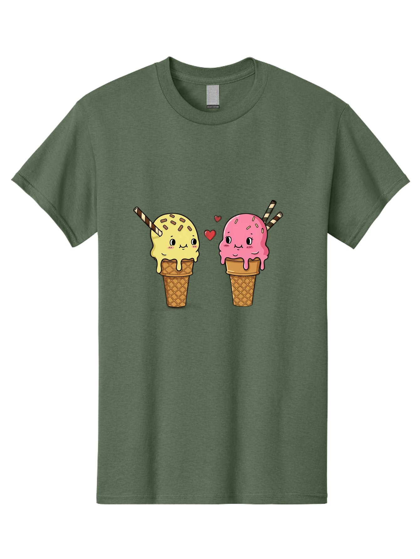 Couple-Ice-Cream Men'S Graphic Tee, 100% Cotton, Comfortable Casual Summer Wear, Machine Washable, Vintage Camera, Old Camera, Antique Camera, Black Camera, Classic Photography, Photography Equipment, Nostalgic Device, Film Camera, Camera Art Baj417