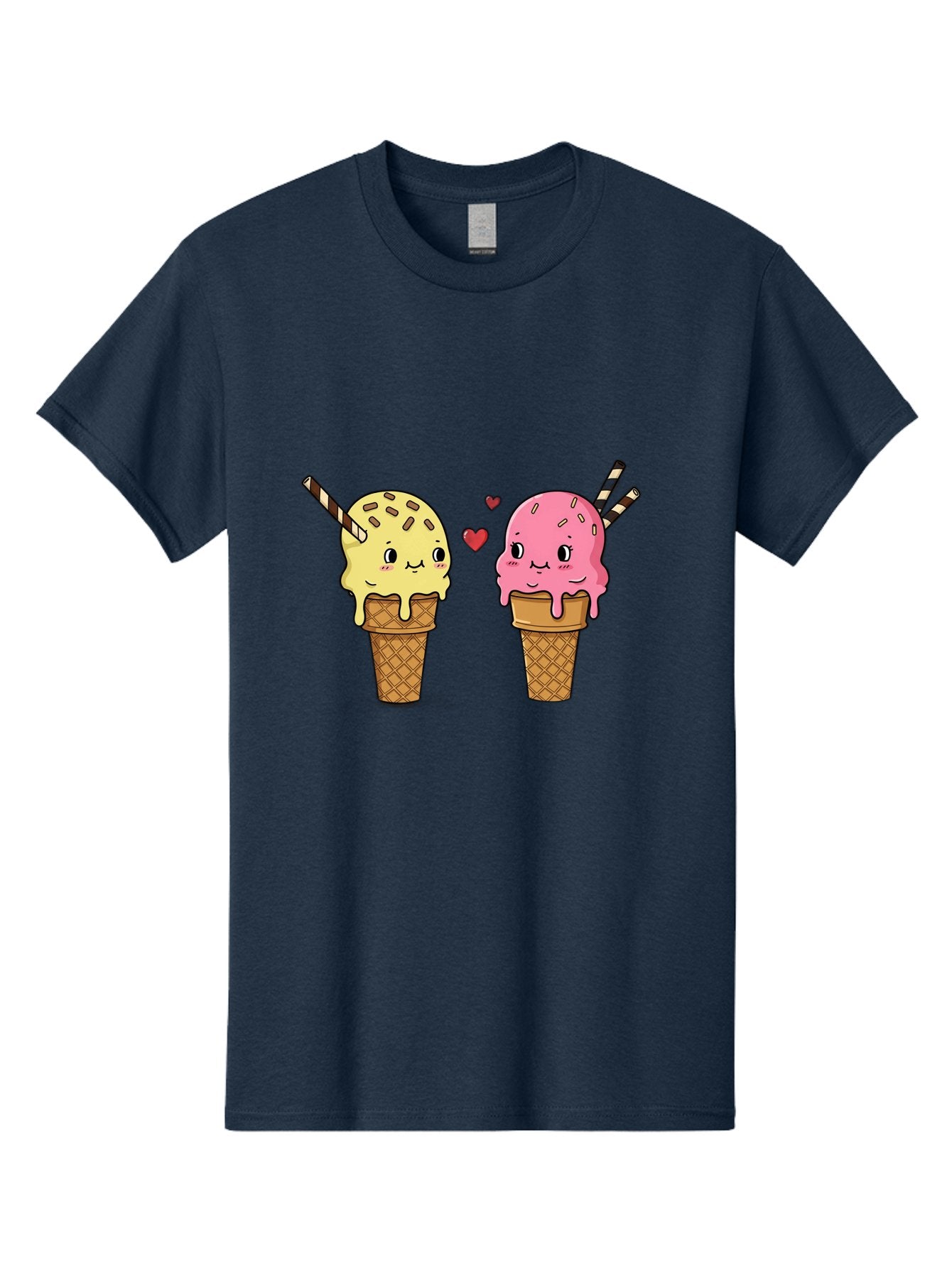 Couple-Ice-Cream Men'S Graphic Tee, 100% Cotton, Comfortable Casual Summer Wear, Machine Washable, Vintage Camera, Old Camera, Antique Camera, Black Camera, Classic Photography, Photography Equipment, Nostalgic Device, Film Camera, Camera Art Baj417
