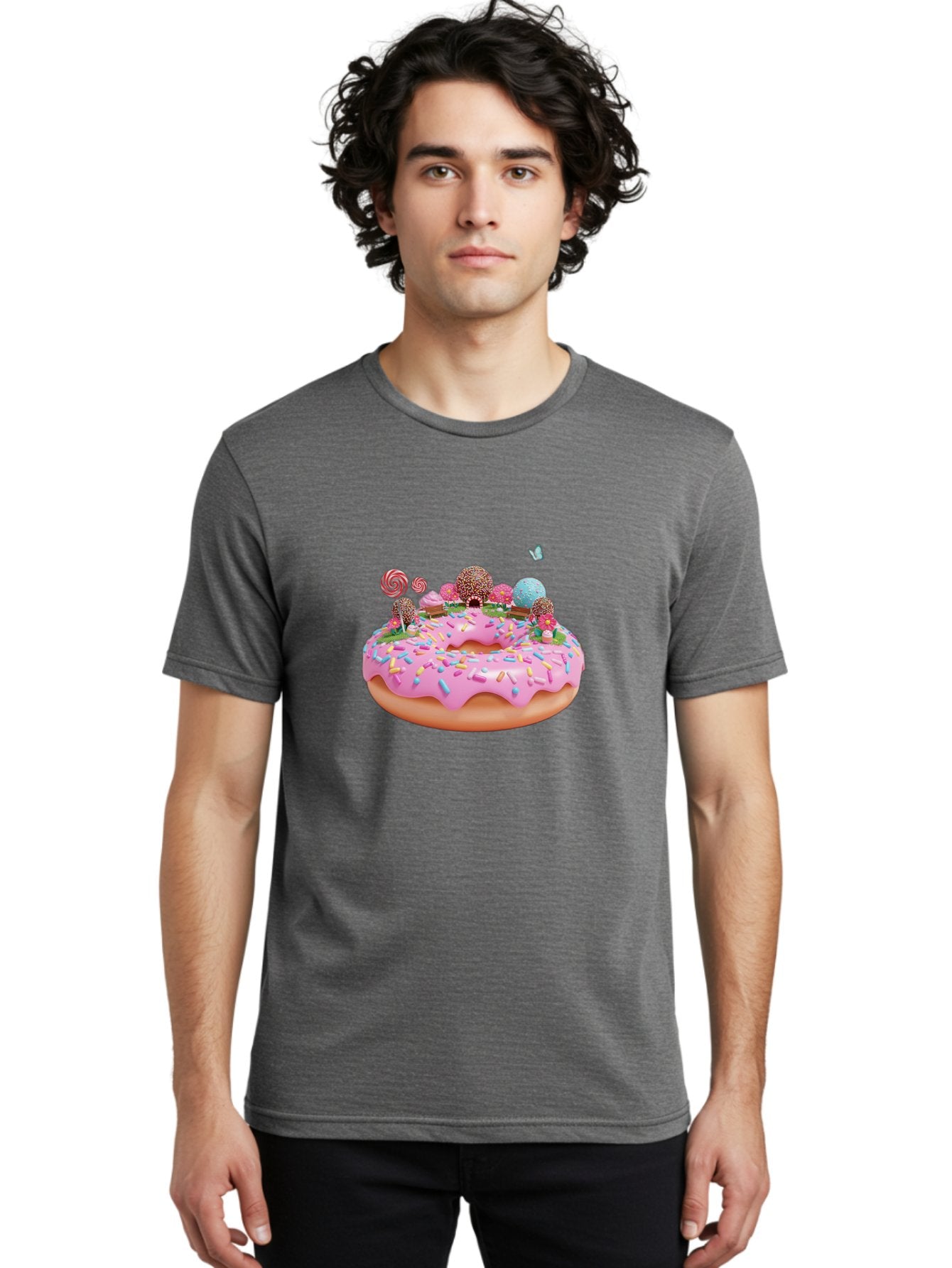 Donut-With-Sprinkles-And-Lollipops Men'S Graphic Tee, 100% Cotton, Comfortable Casual Summer Wear, Machine Washable, Vintage Camera, Old Camera, Antique Camera, Black Camera, Classic Photography, Photography Equipment, Nostalgic Device, Baj436 25