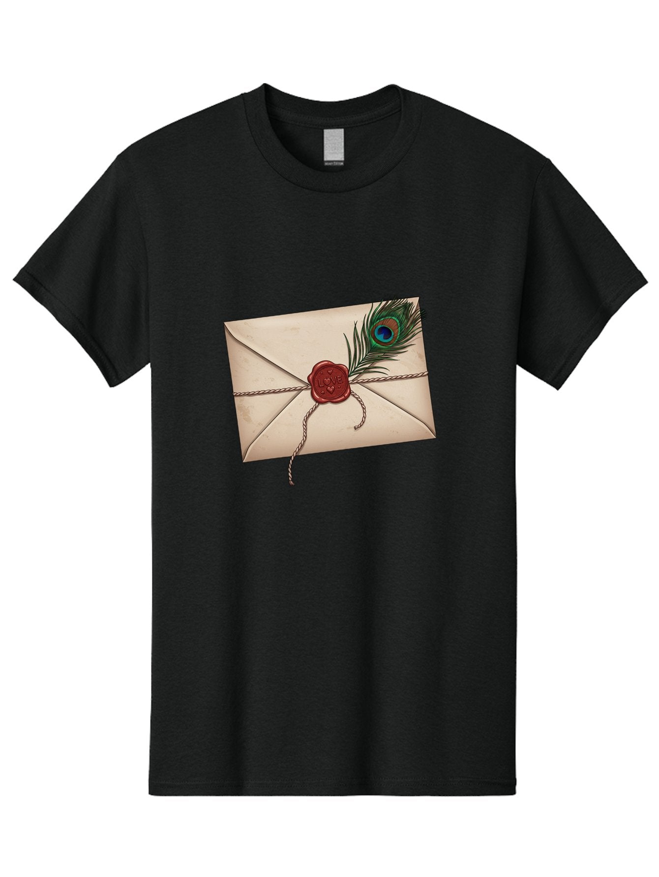 Envelope-With-Peacock-Feather-1 Men'S Graphic Tee, 100% Cotton, Comfortable Casual Summer Wear, Machine Washable, Vintage Camera, Old Camera, Antique Camera, Black Camera, Classic Photography, Photography Equipment, Nostalgic Device, Baj463 12