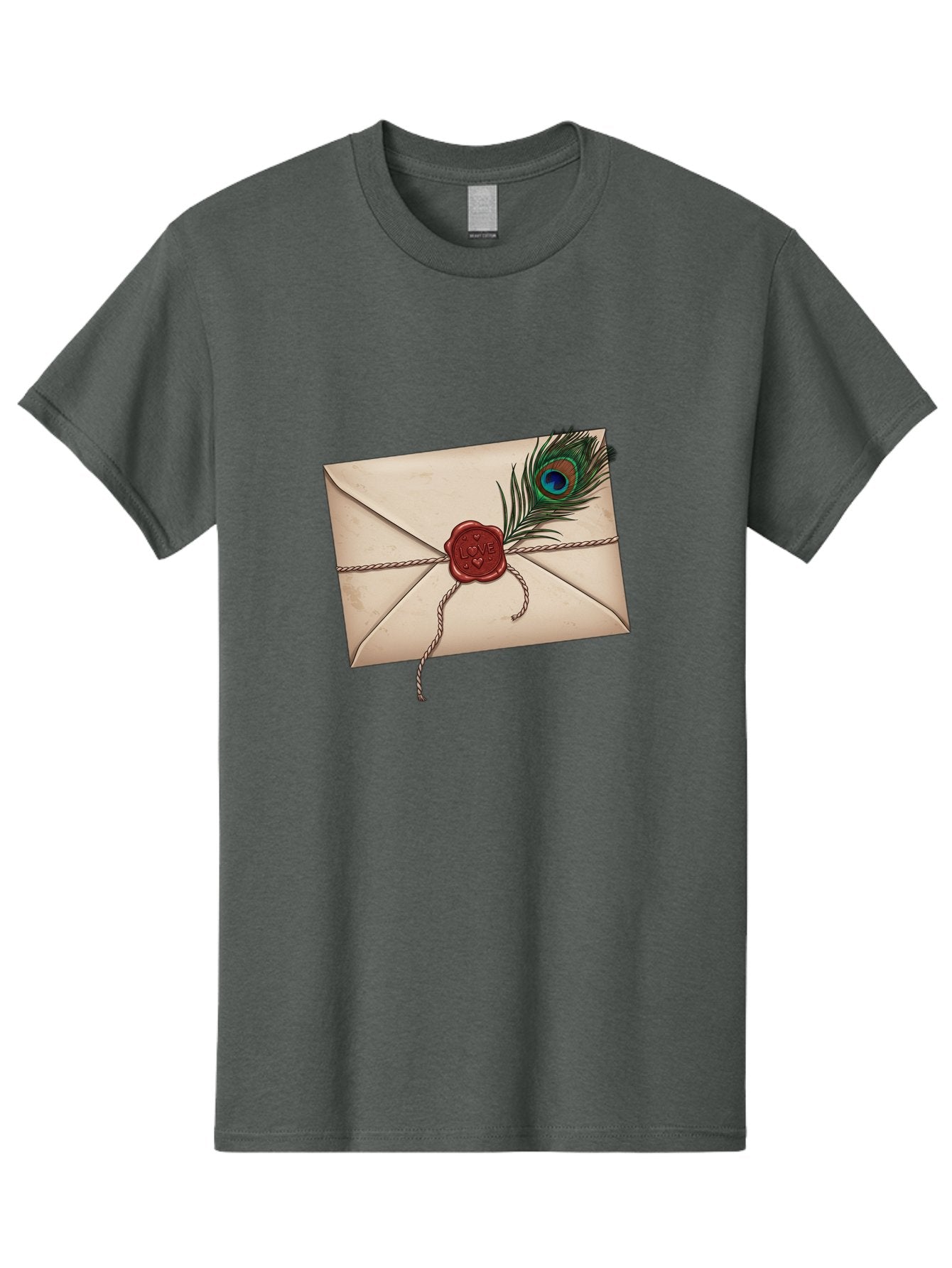 Envelope-With-Peacock-Feather-1 Men'S Graphic Tee, 100% Cotton, Comfortable Casual Summer Wear, Machine Washable, Vintage Camera, Old Camera, Antique Camera, Black Camera, Classic Photography, Photography Equipment, Nostalgic Device, Baj463 3