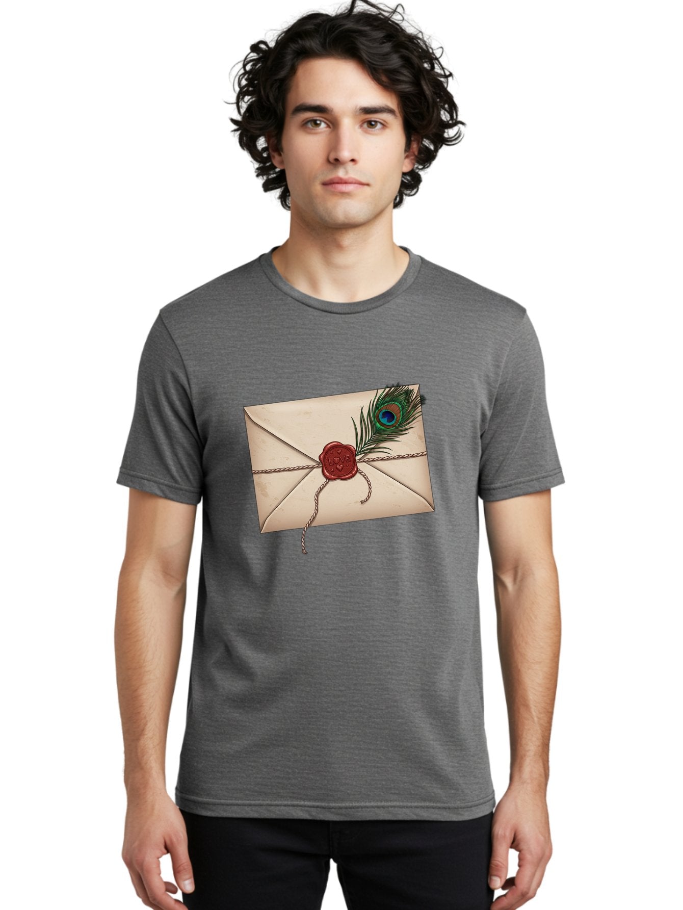 Envelope-With-Peacock-Feather-1 Men'S Graphic Tee, 100% Cotton, Comfortable Casual Summer Wear, Machine Washable, Vintage Camera, Old Camera, Antique Camera, Black Camera, Classic Photography, Photography Equipment, Nostalgic Device, Baj463 17