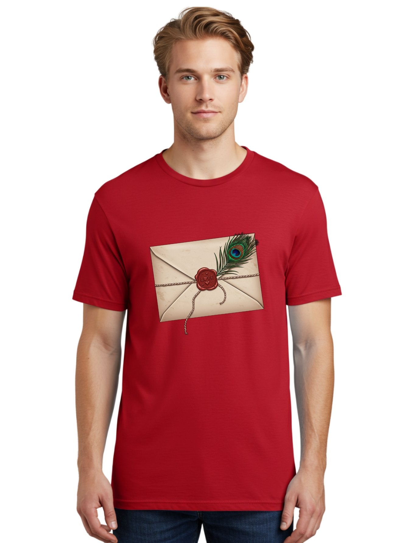 Envelope-With-Peacock-Feather-1 Men'S Graphic Tee, 100% Cotton, Comfortable Casual Summer Wear, Machine Washable, Vintage Camera, Old Camera, Antique Camera, Black Camera, Classic Photography, Photography Equipment, Nostalgic Device, Baj463 24
